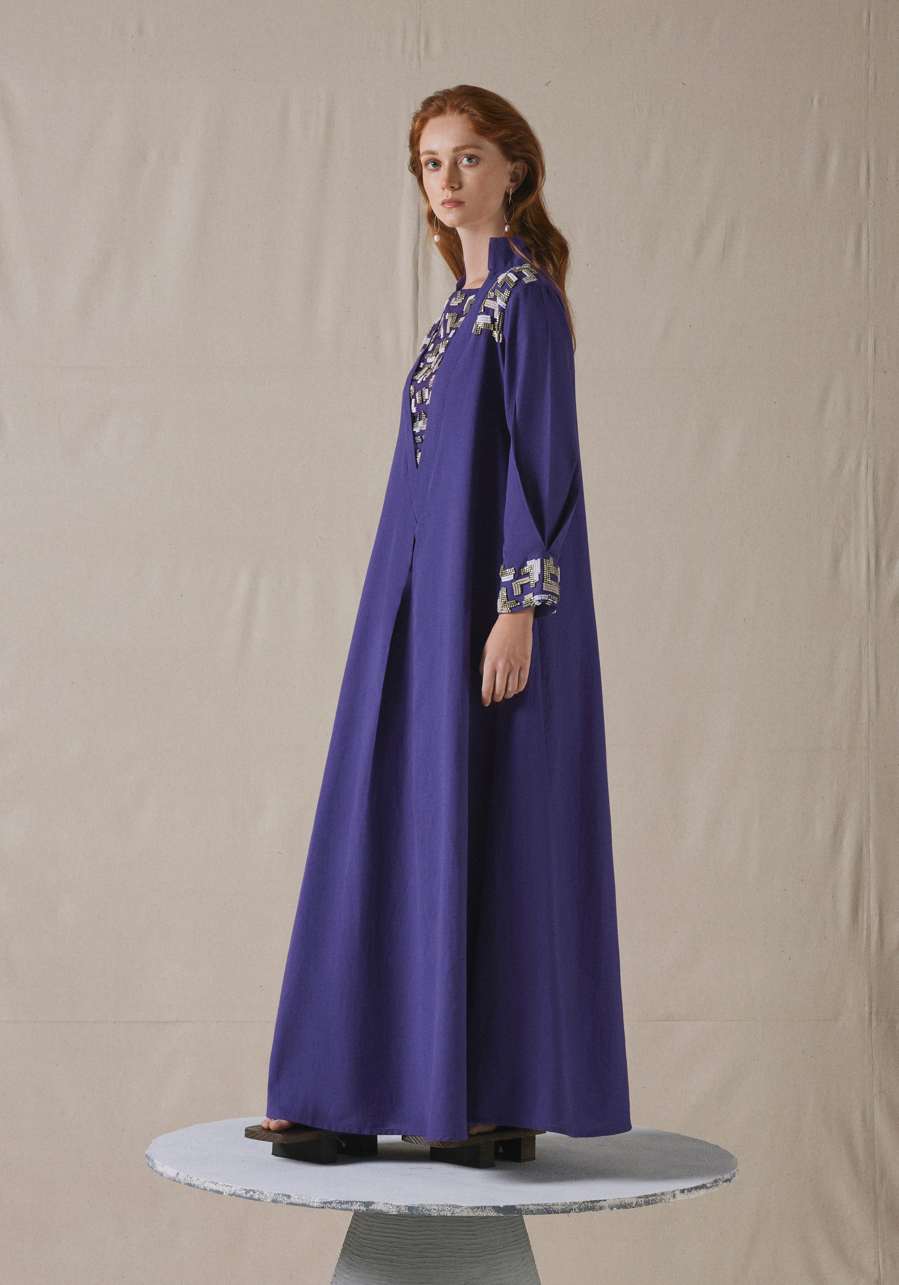 Embroidered Purple Kraftan