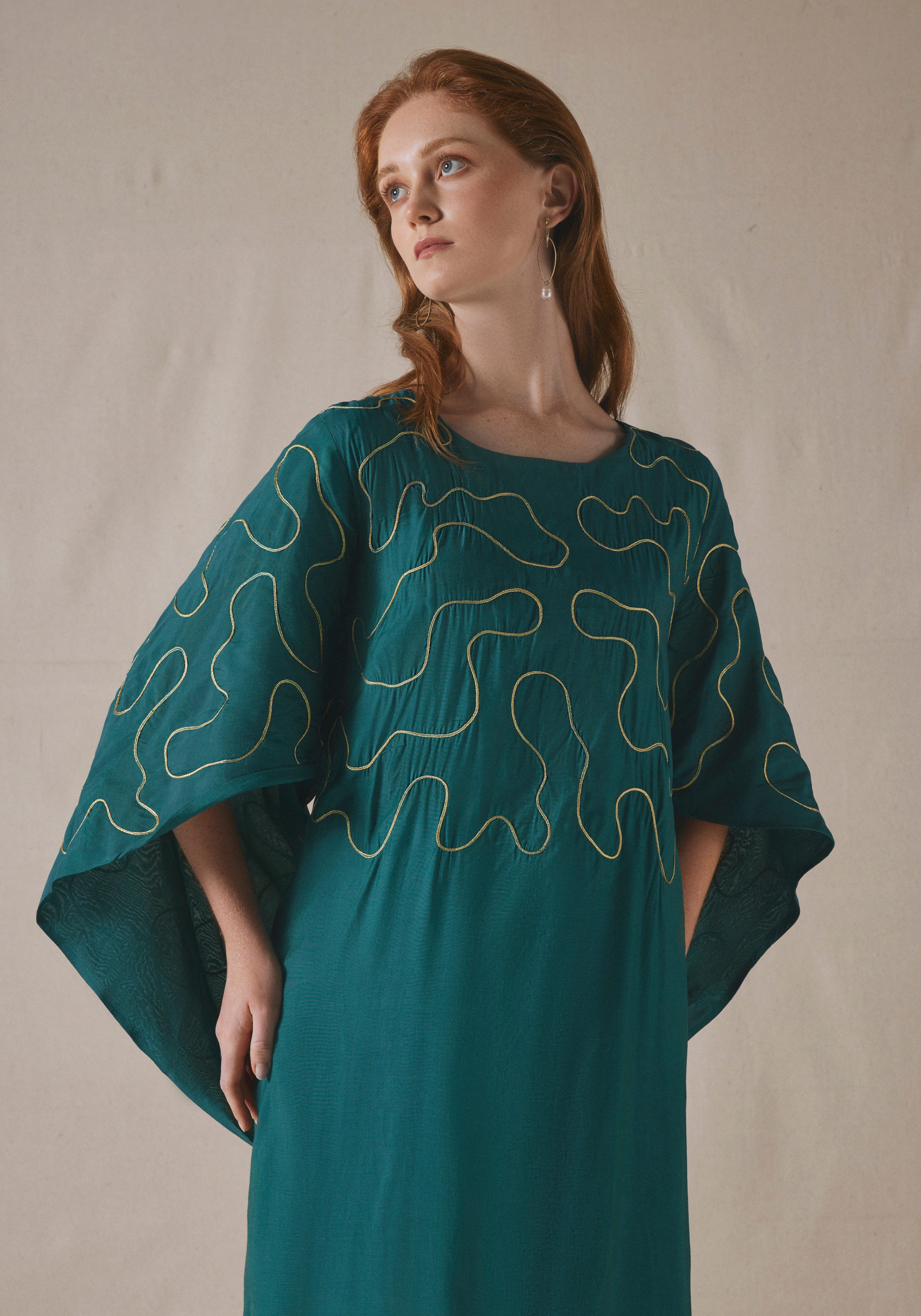 Teal Embroidered Kaftan