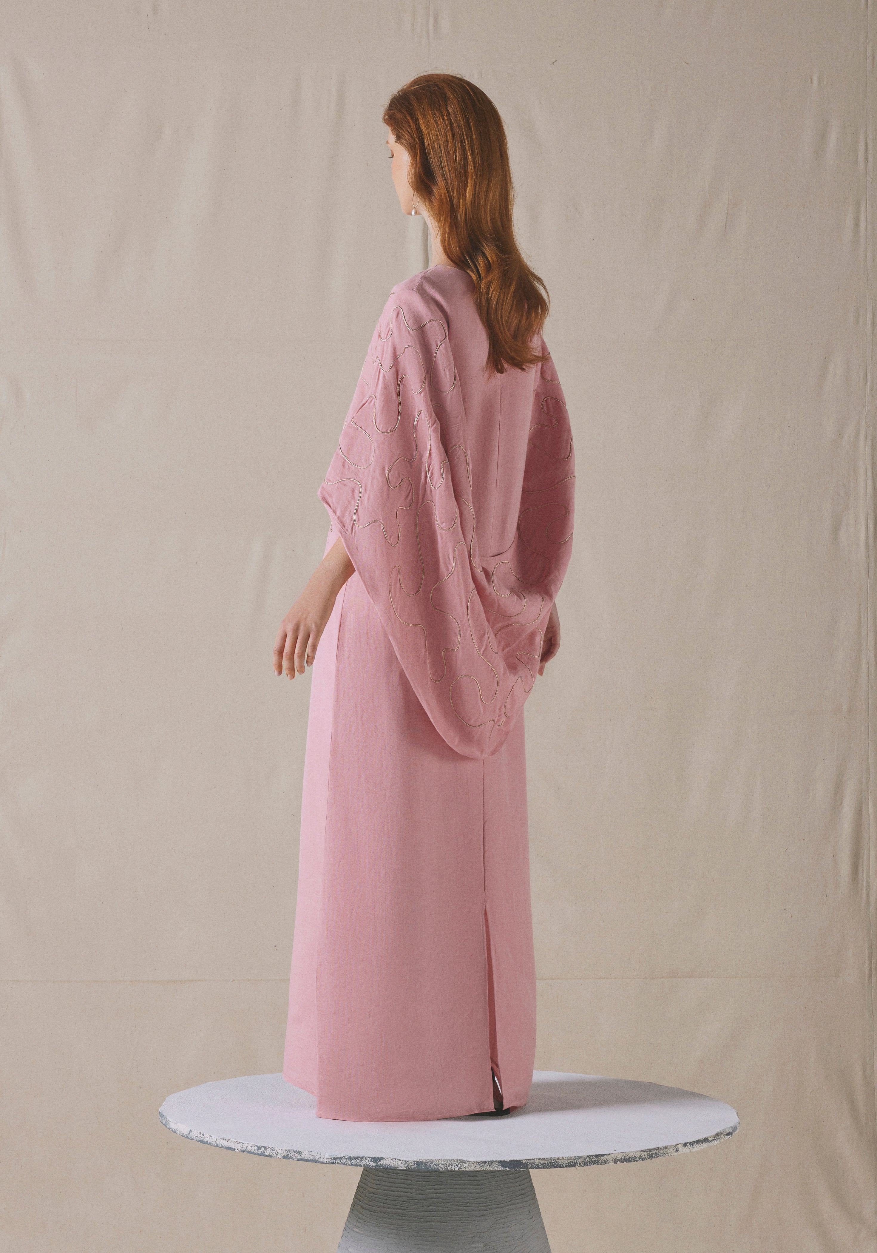 Pink Embroidered Kaftan