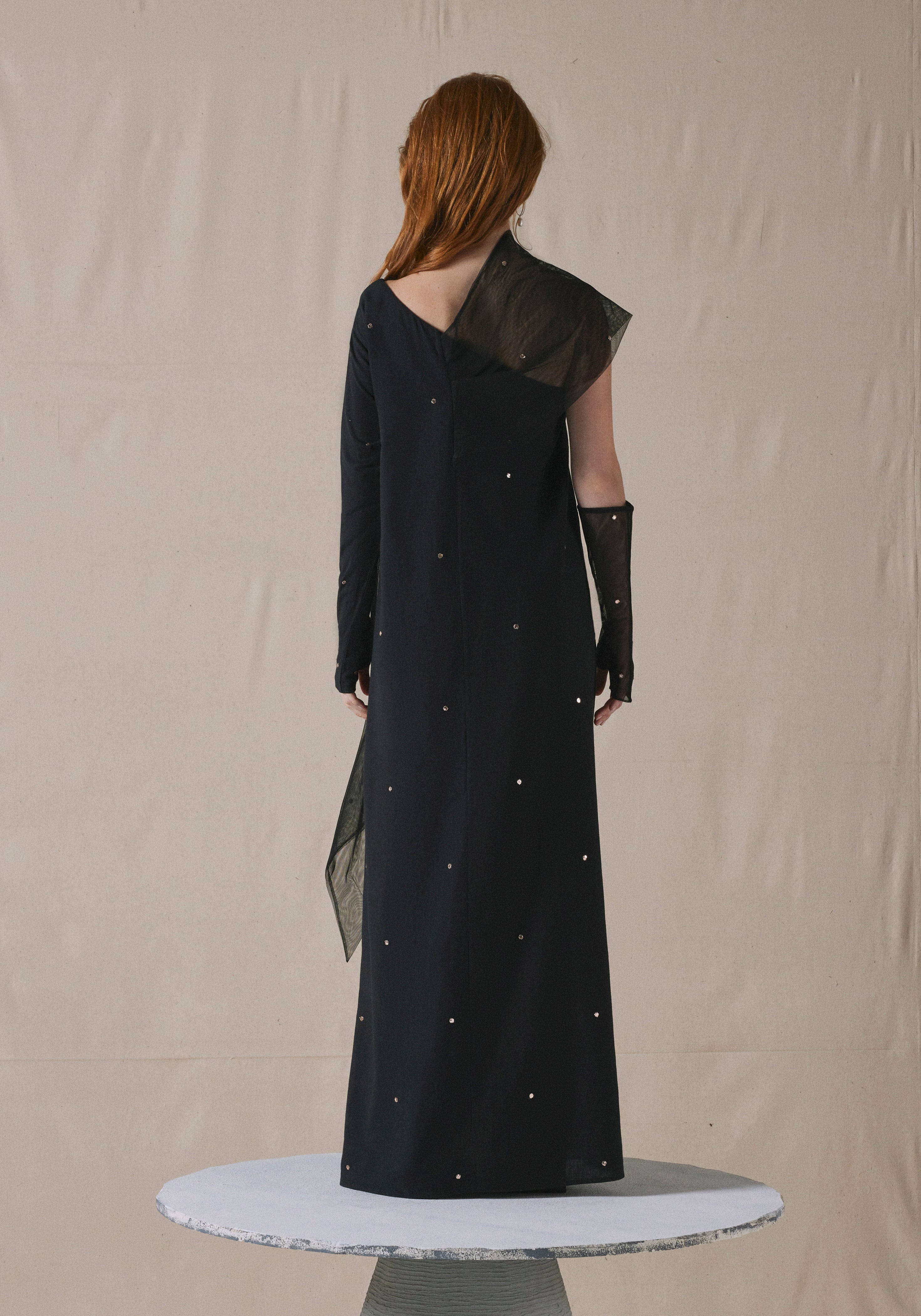 Black Asymmetrically Draped Kaftan