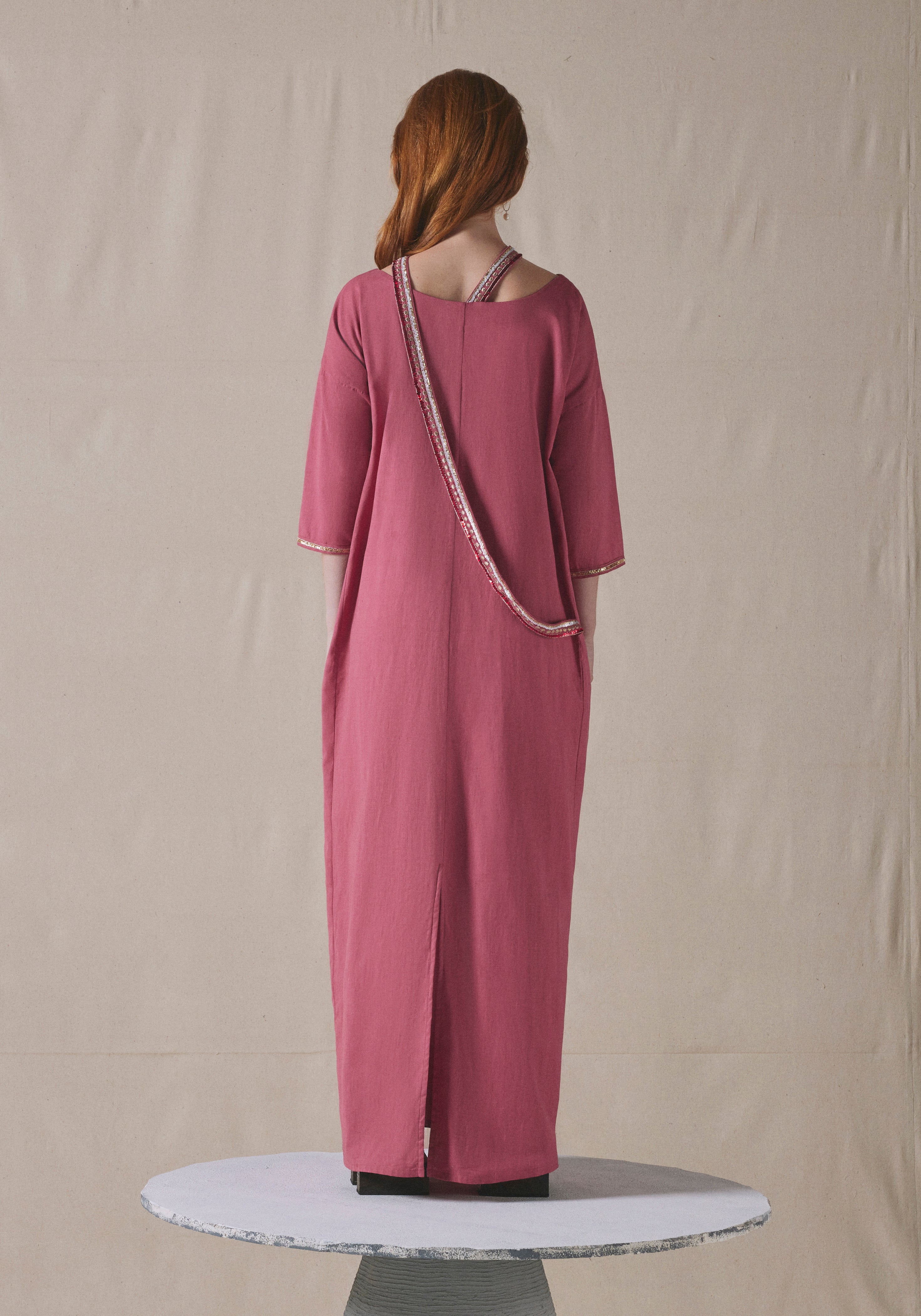Pink Embroidered Kaftan