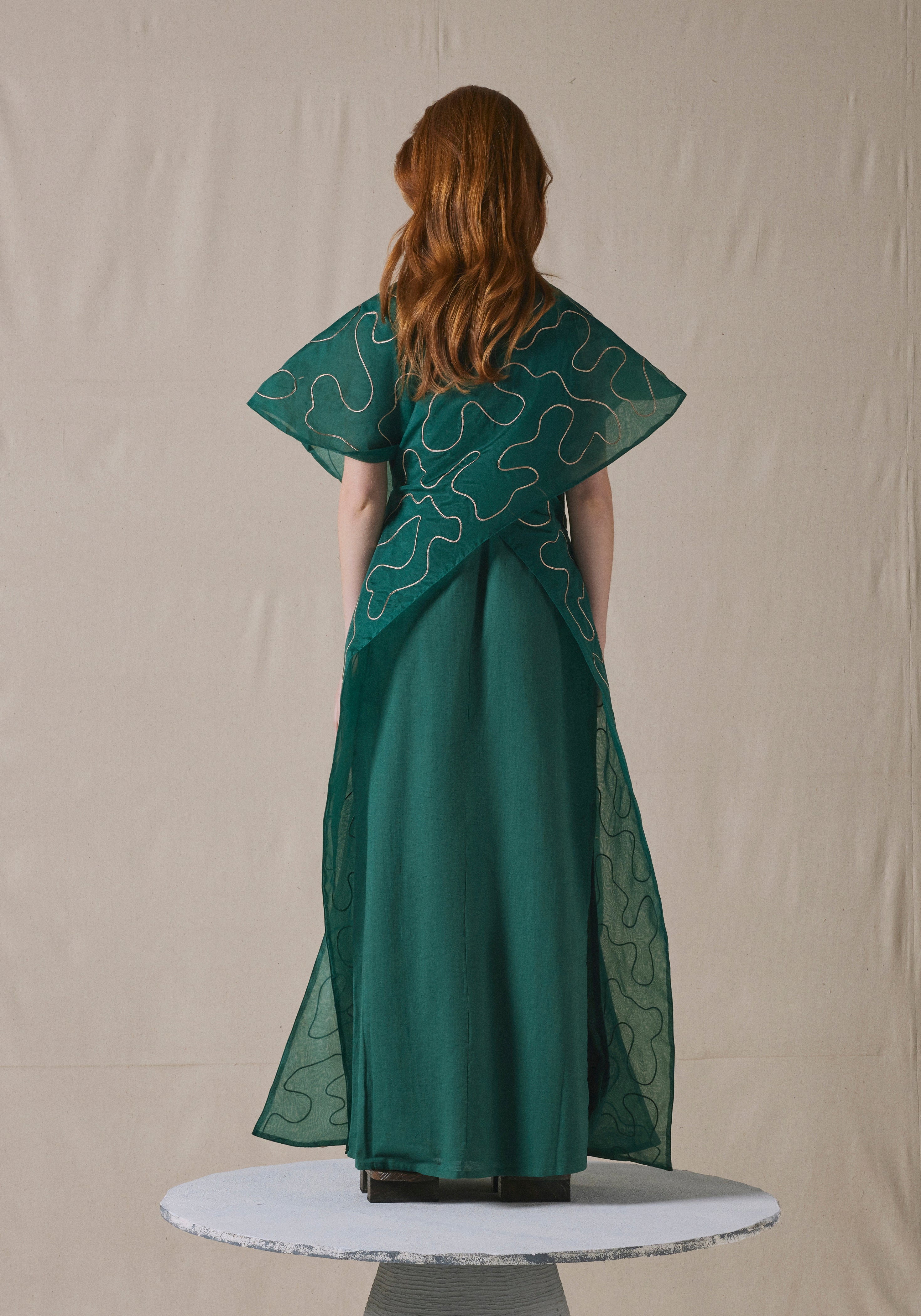 Green Draped Kaftan