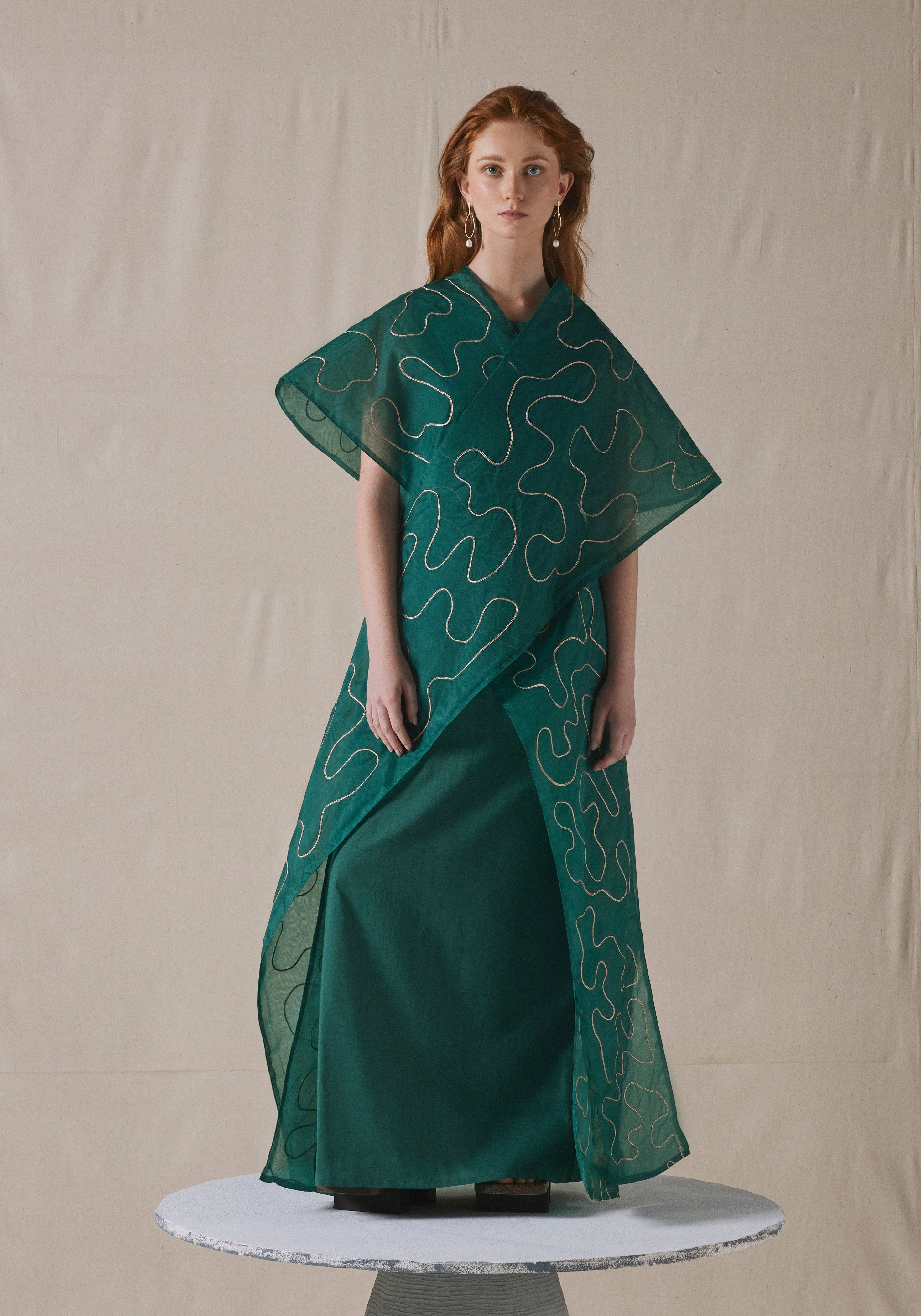 Green Draped Kaftan