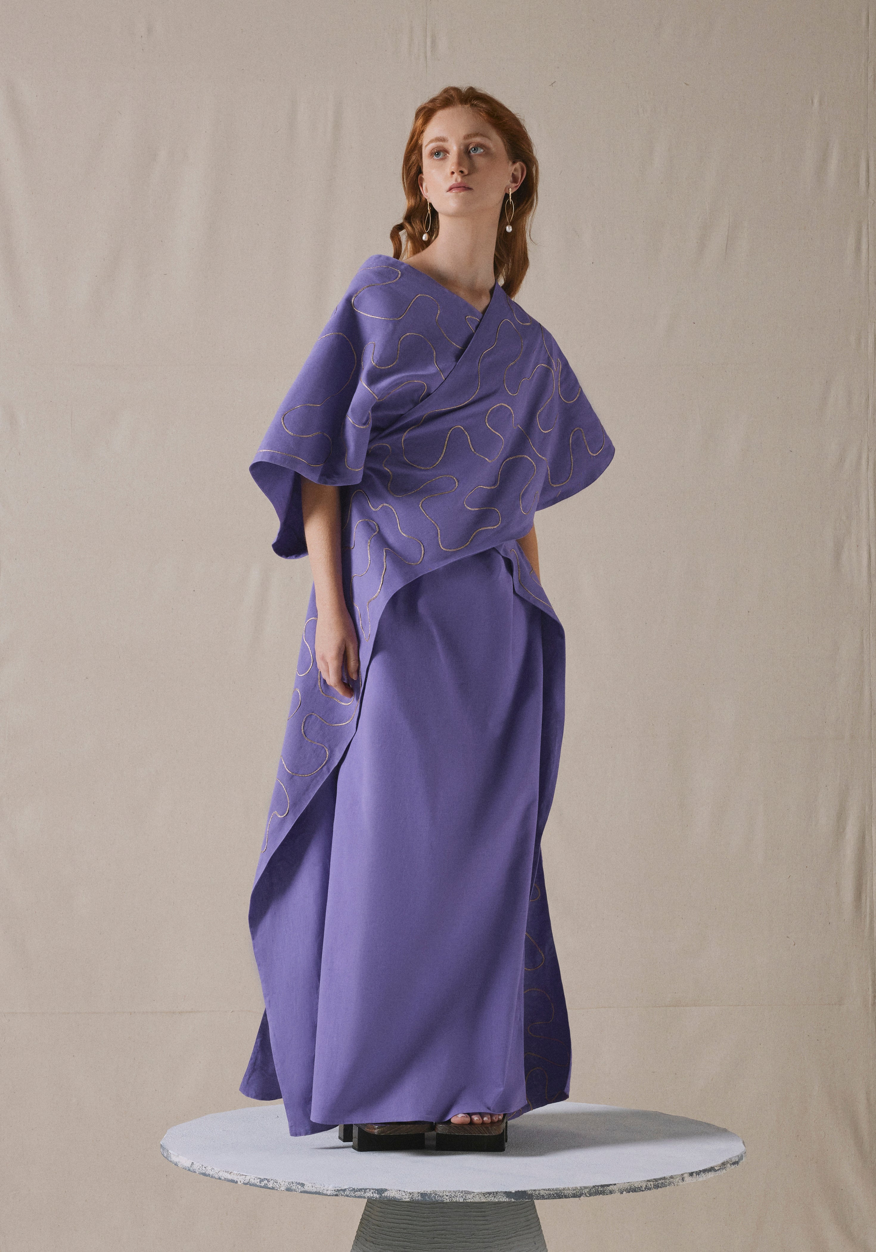 Purple Draped Kaftan