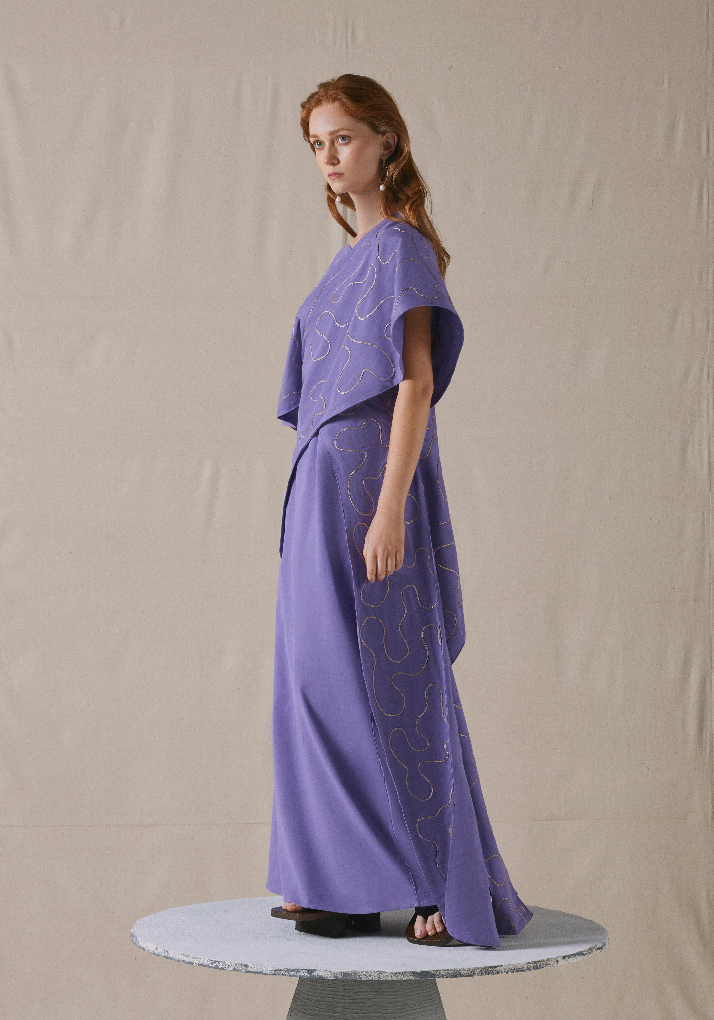Purple Draped Kaftan