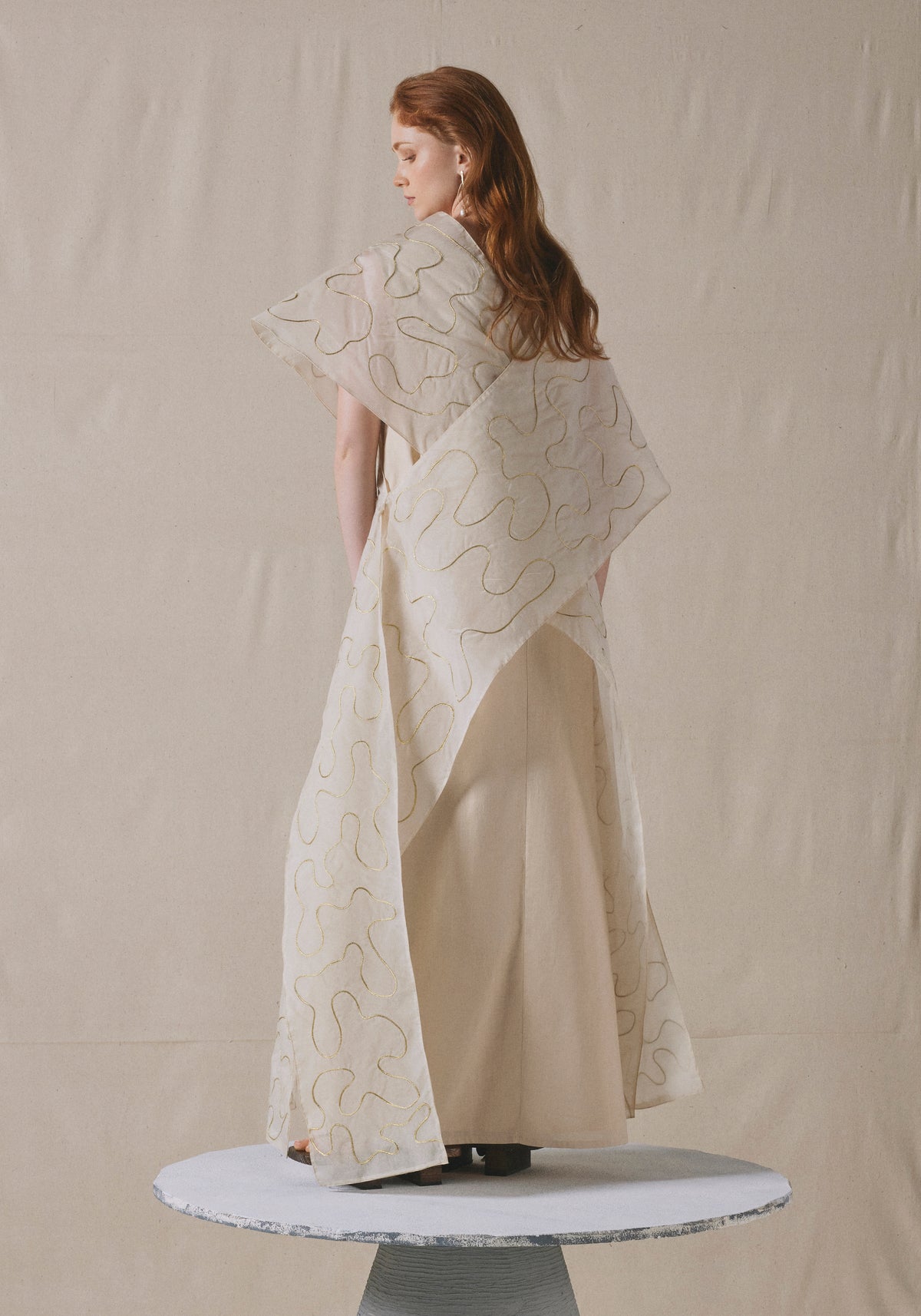 Ivory Draped Kaftan