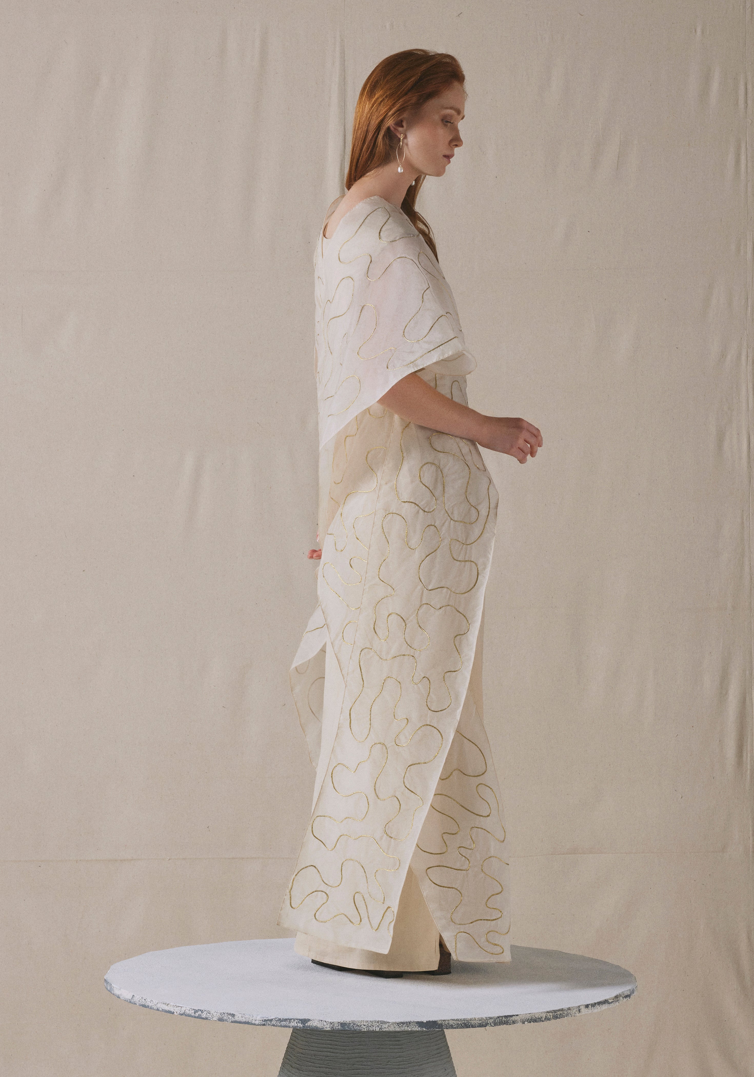 Ivory Draped Kaftan