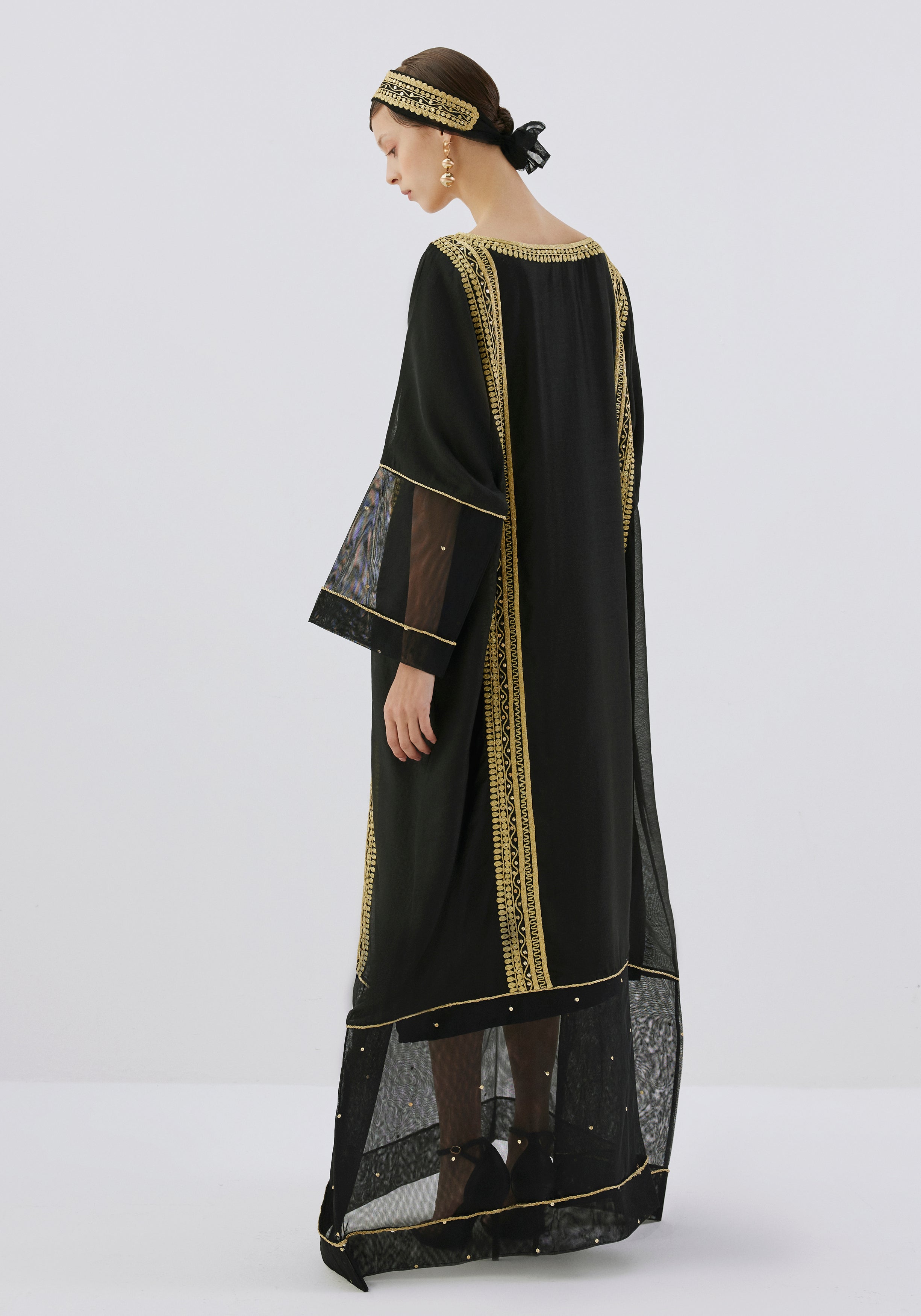 Founding Day Black Silk Kaftan/Headband