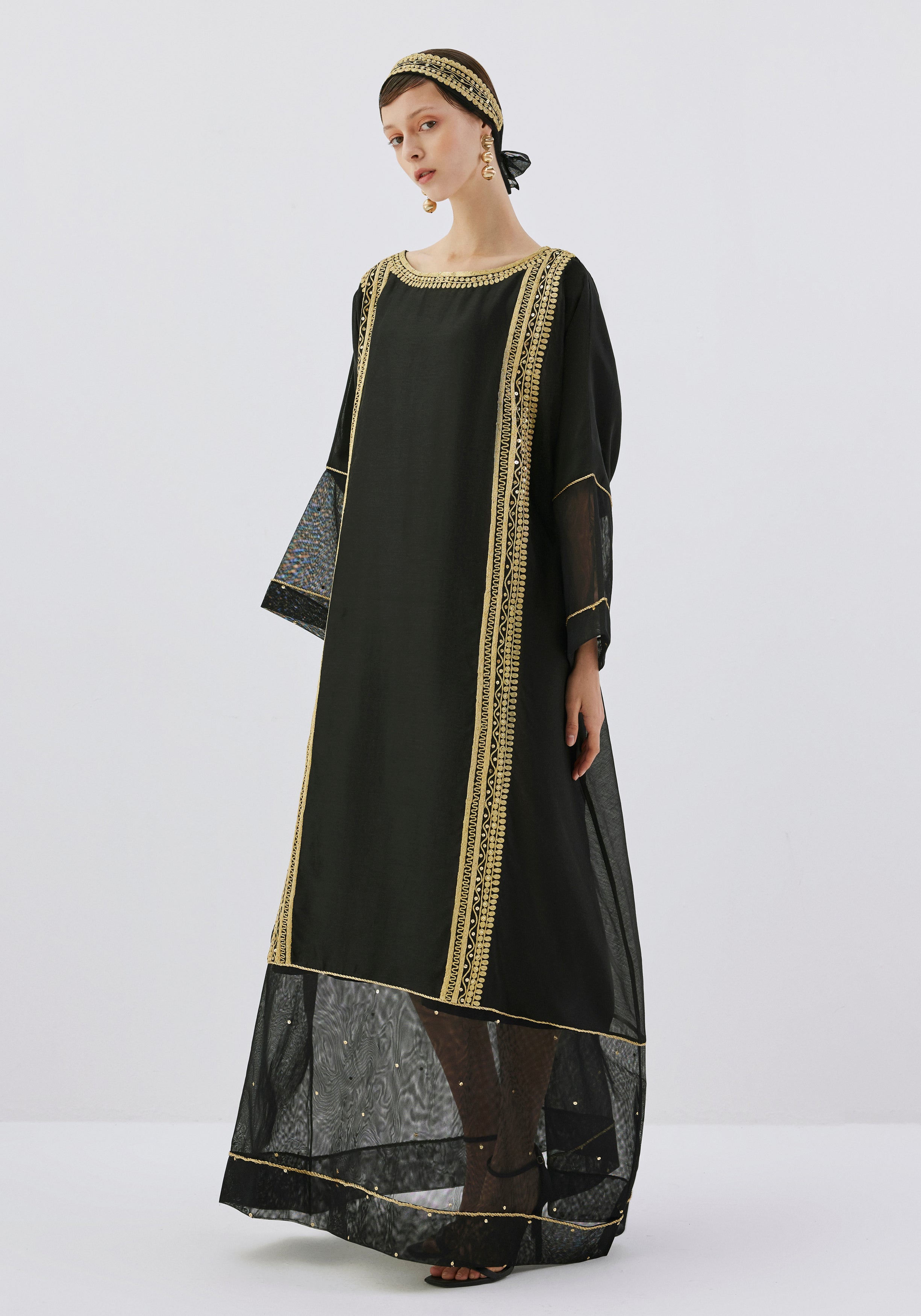 Founding Day Black Silk Kaftan/Headband