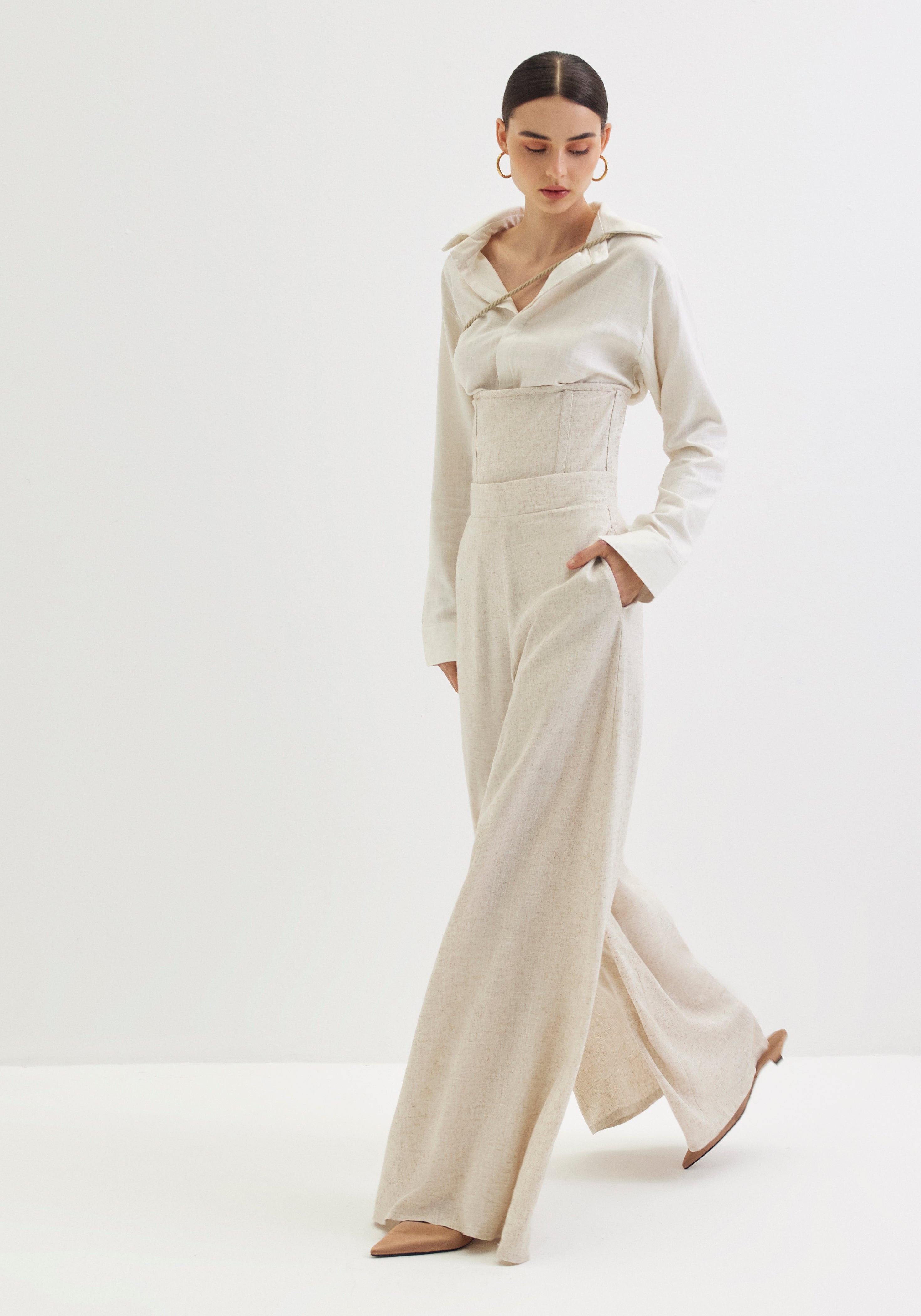 Tailored Linen Shirt & Cord Sash