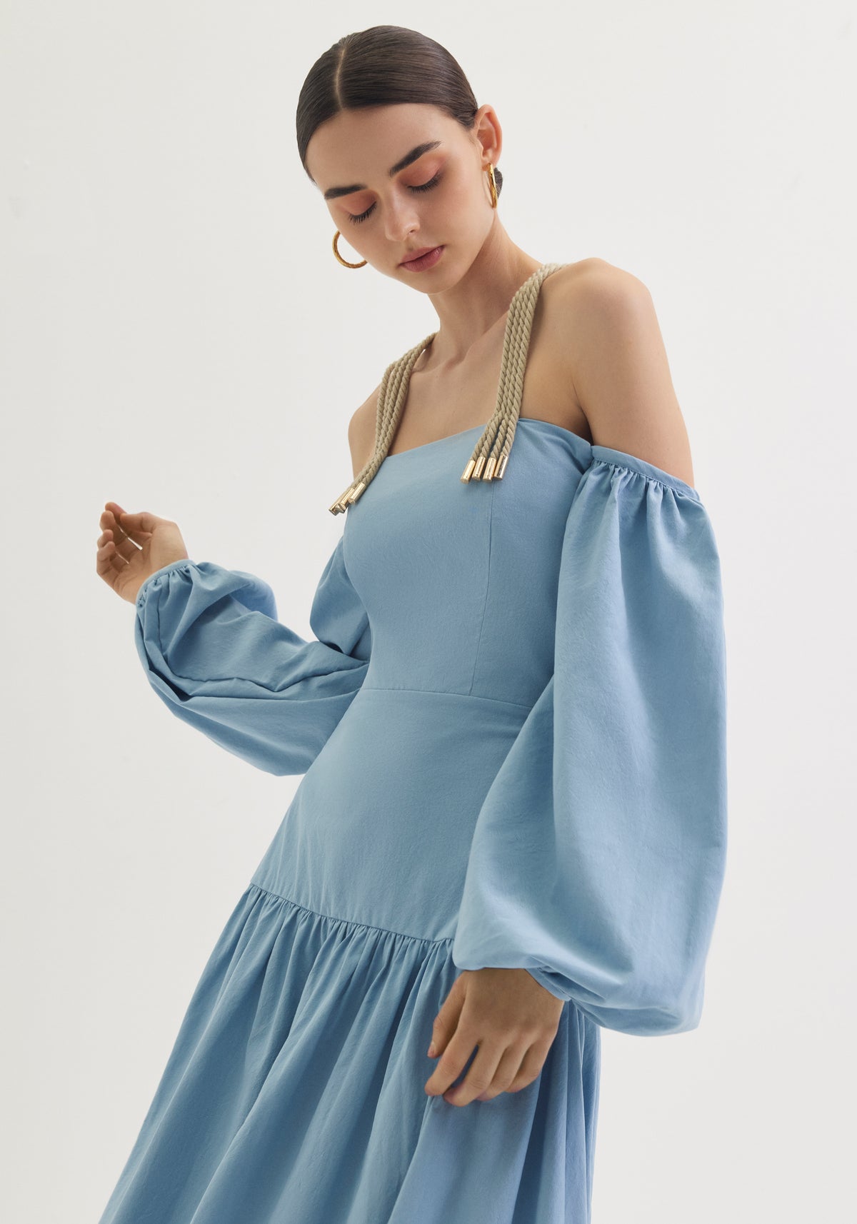 Off shoulder Dress in Sky Blue