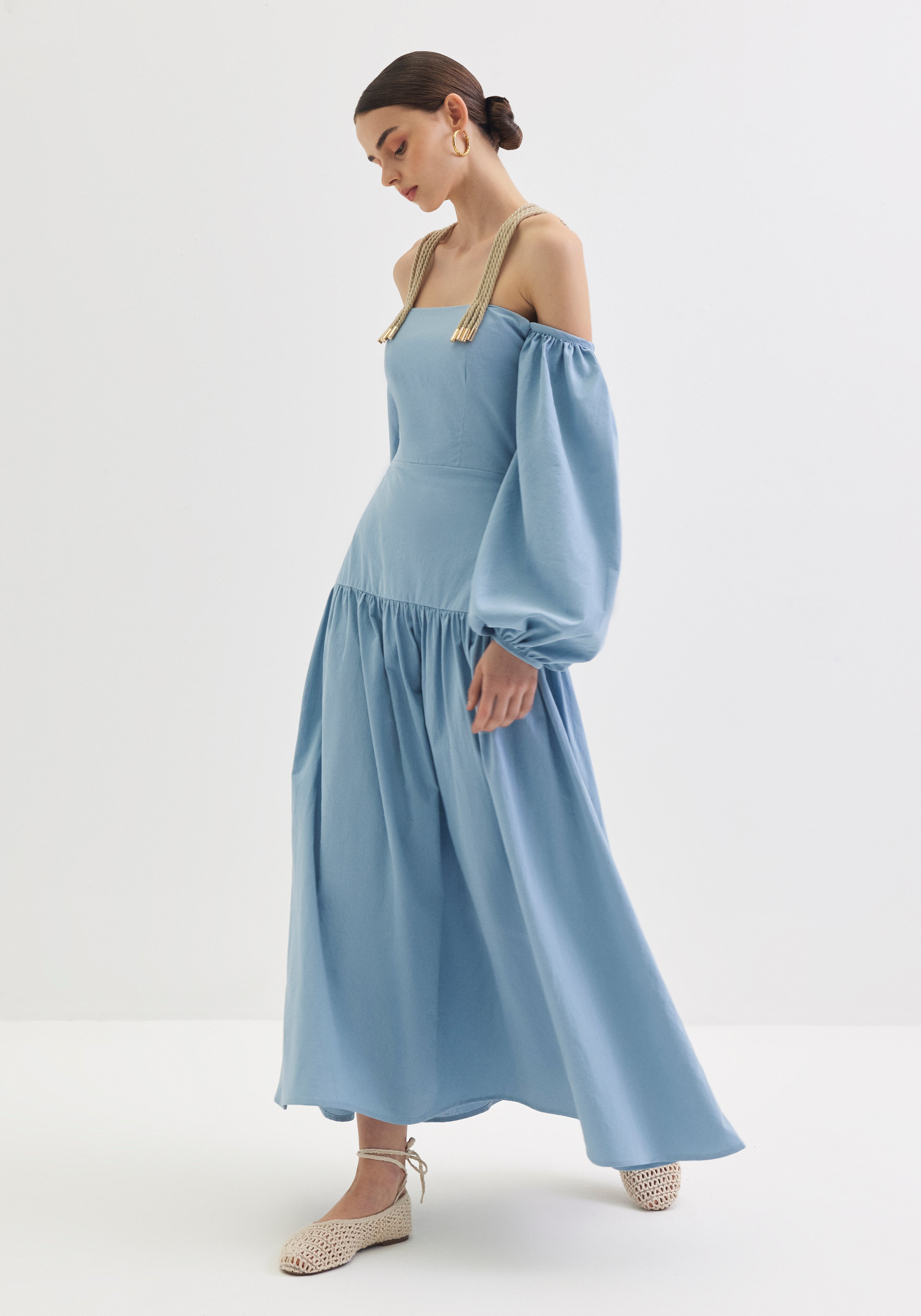Off shoulder Dress in Sky Blue