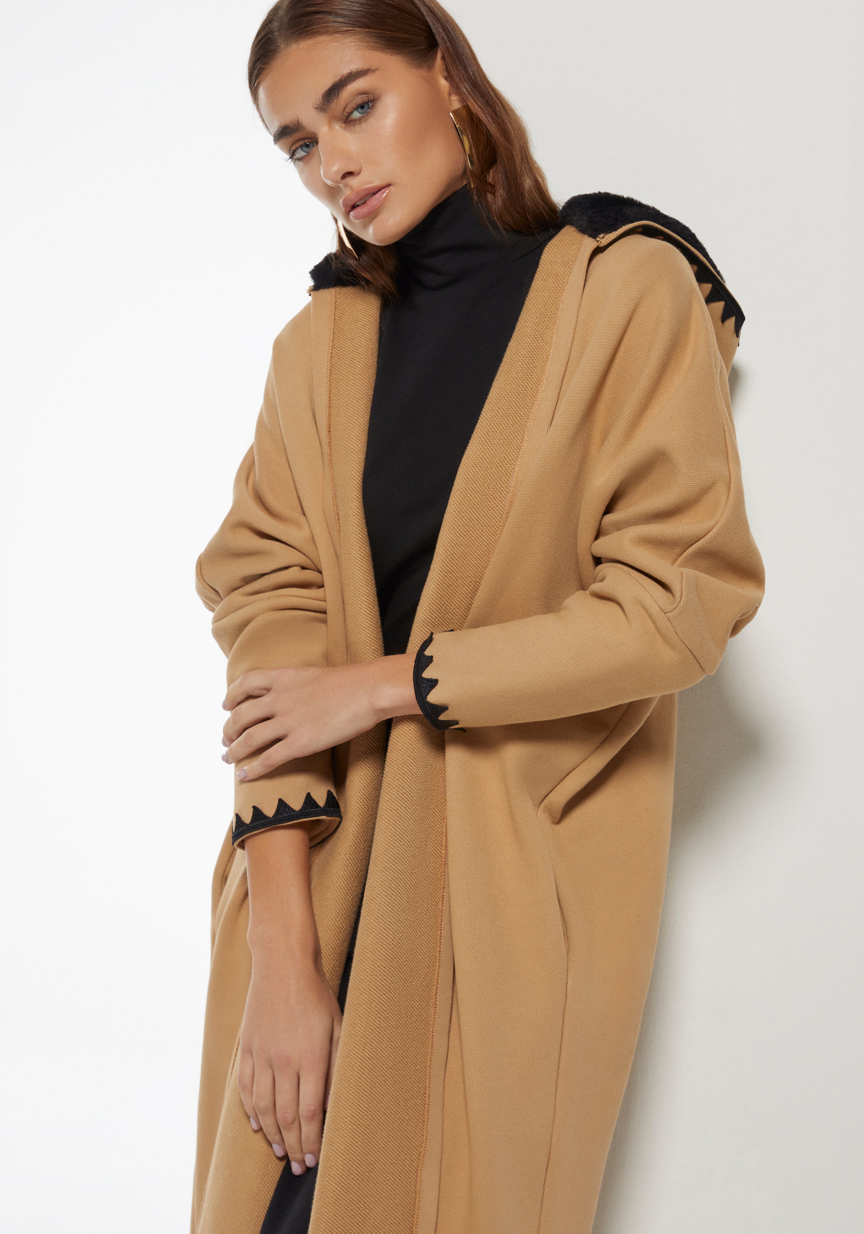 Nude Hooded Farwa Coat