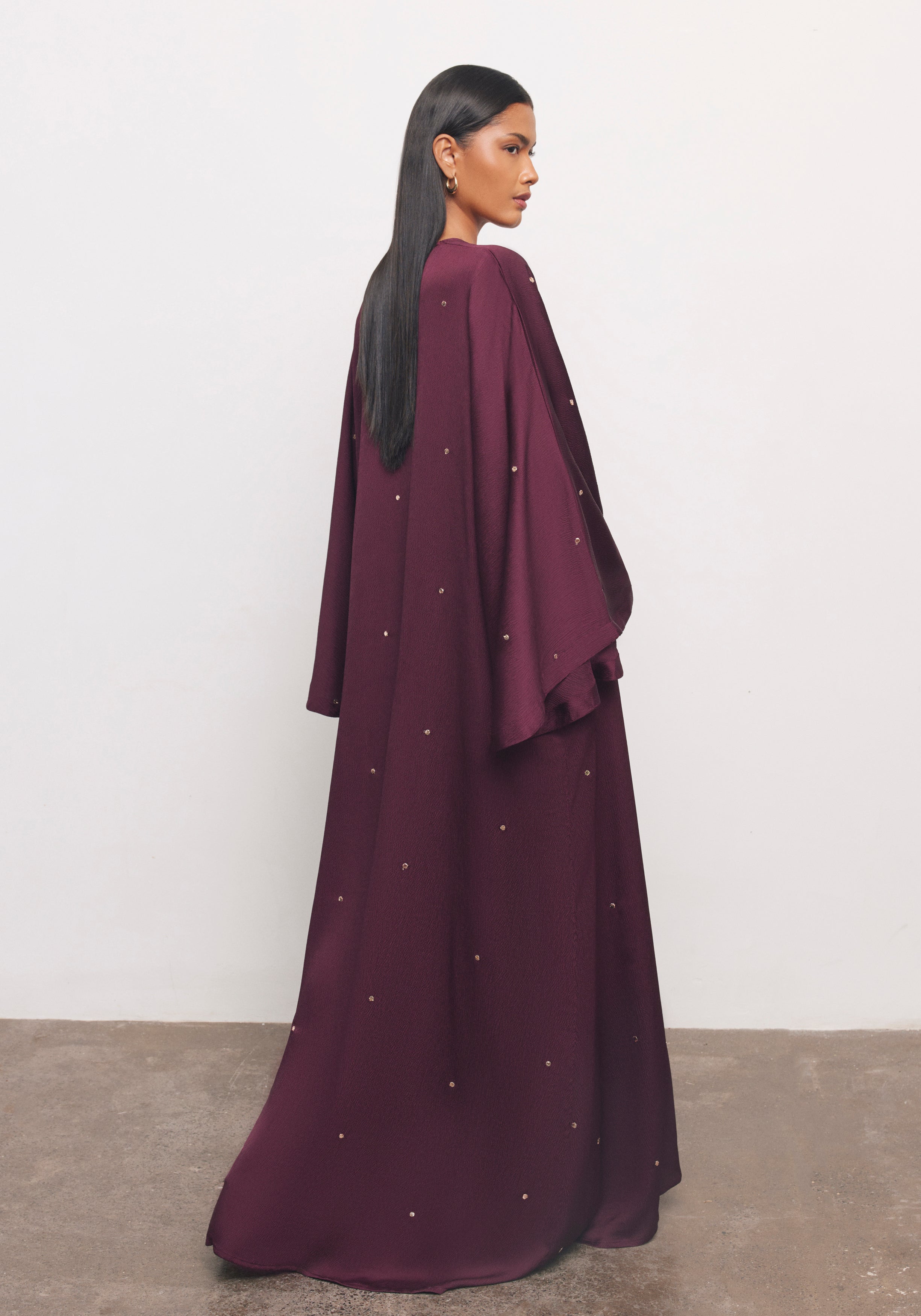 Maroon Abaya & Shayla in Dot Style