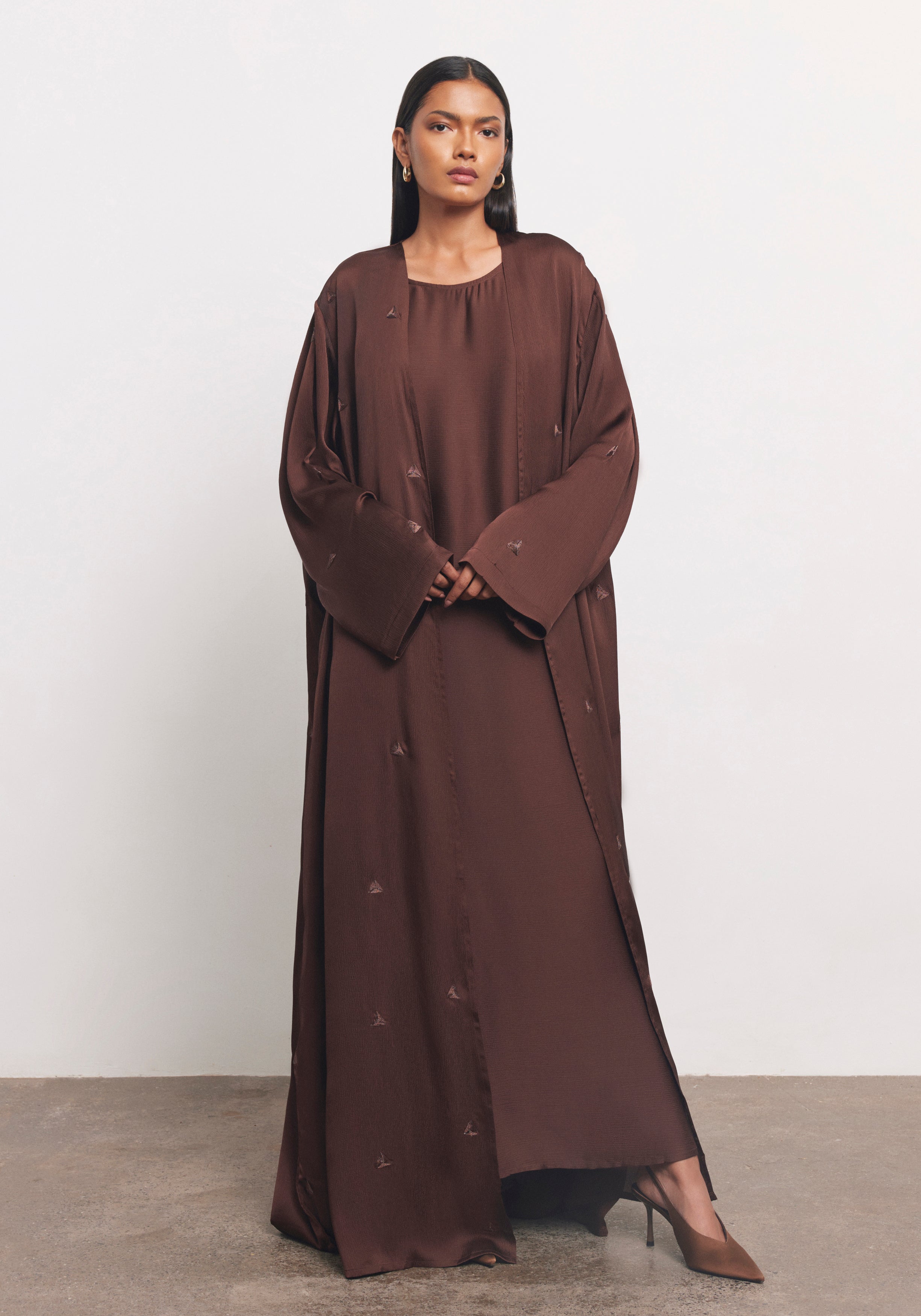 Brown Abaya & Shayla in Triangle Style