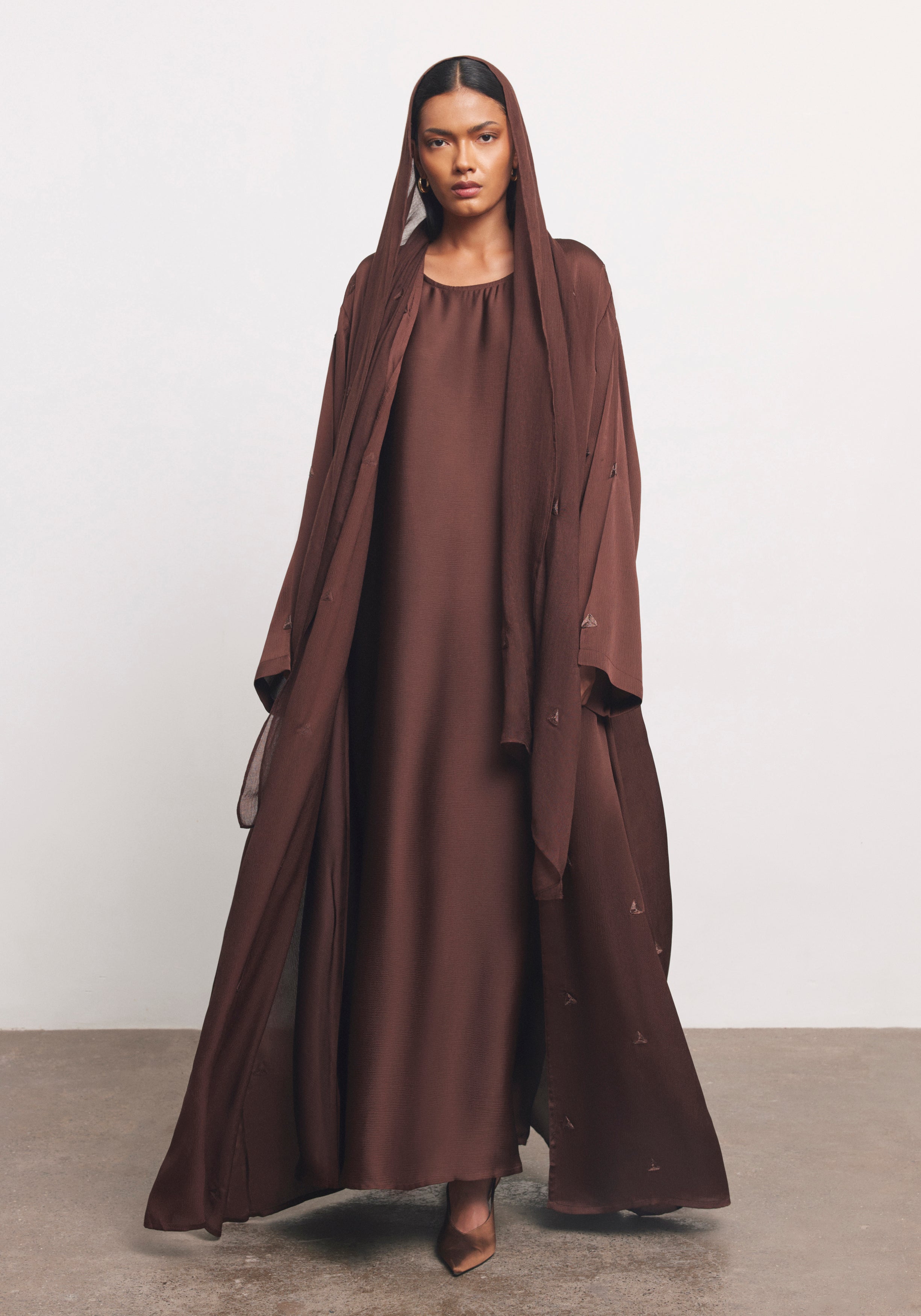 Brown Abaya & Shayla in Triangle Style