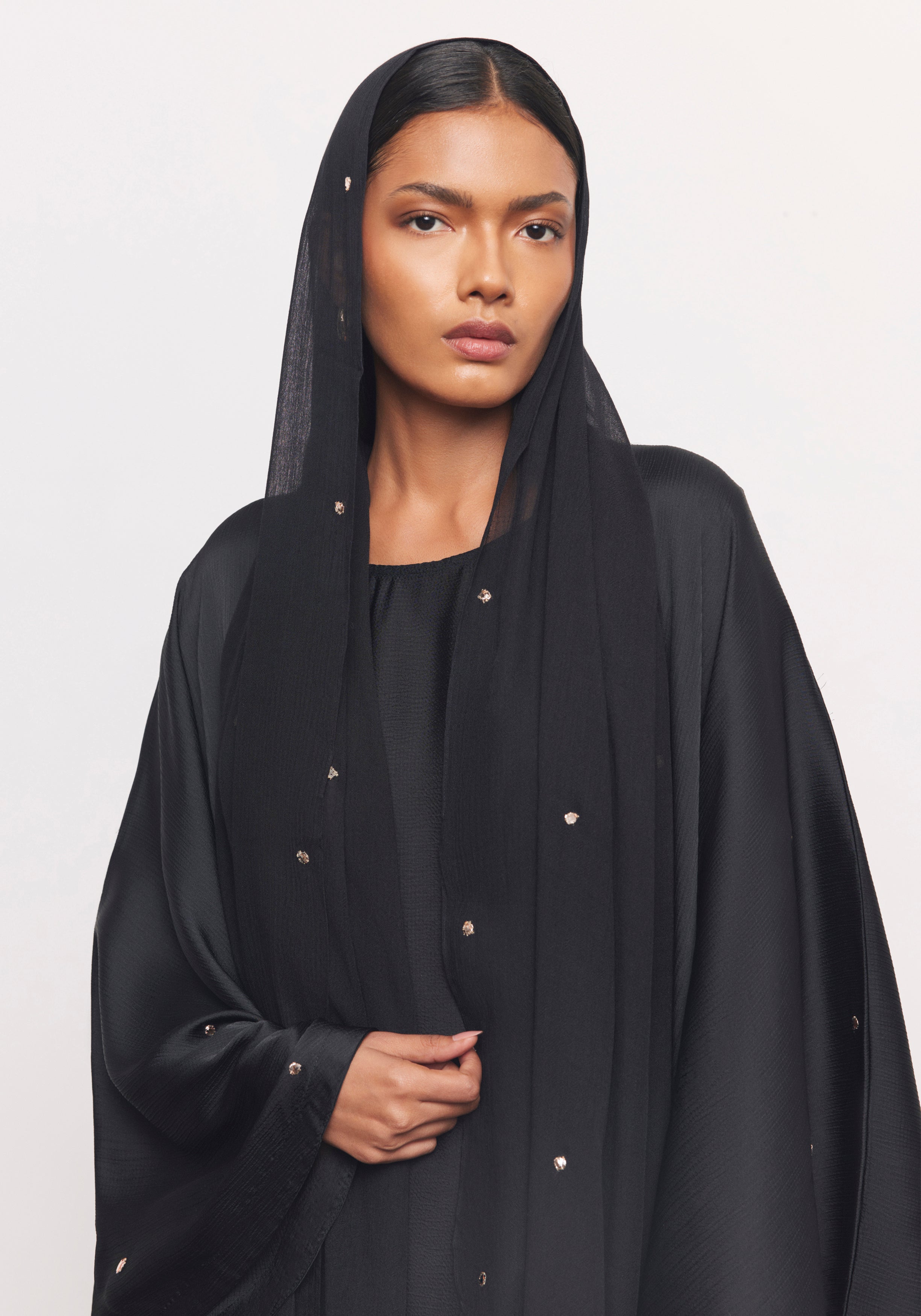 Black Abaya & Shayla in Dot Style