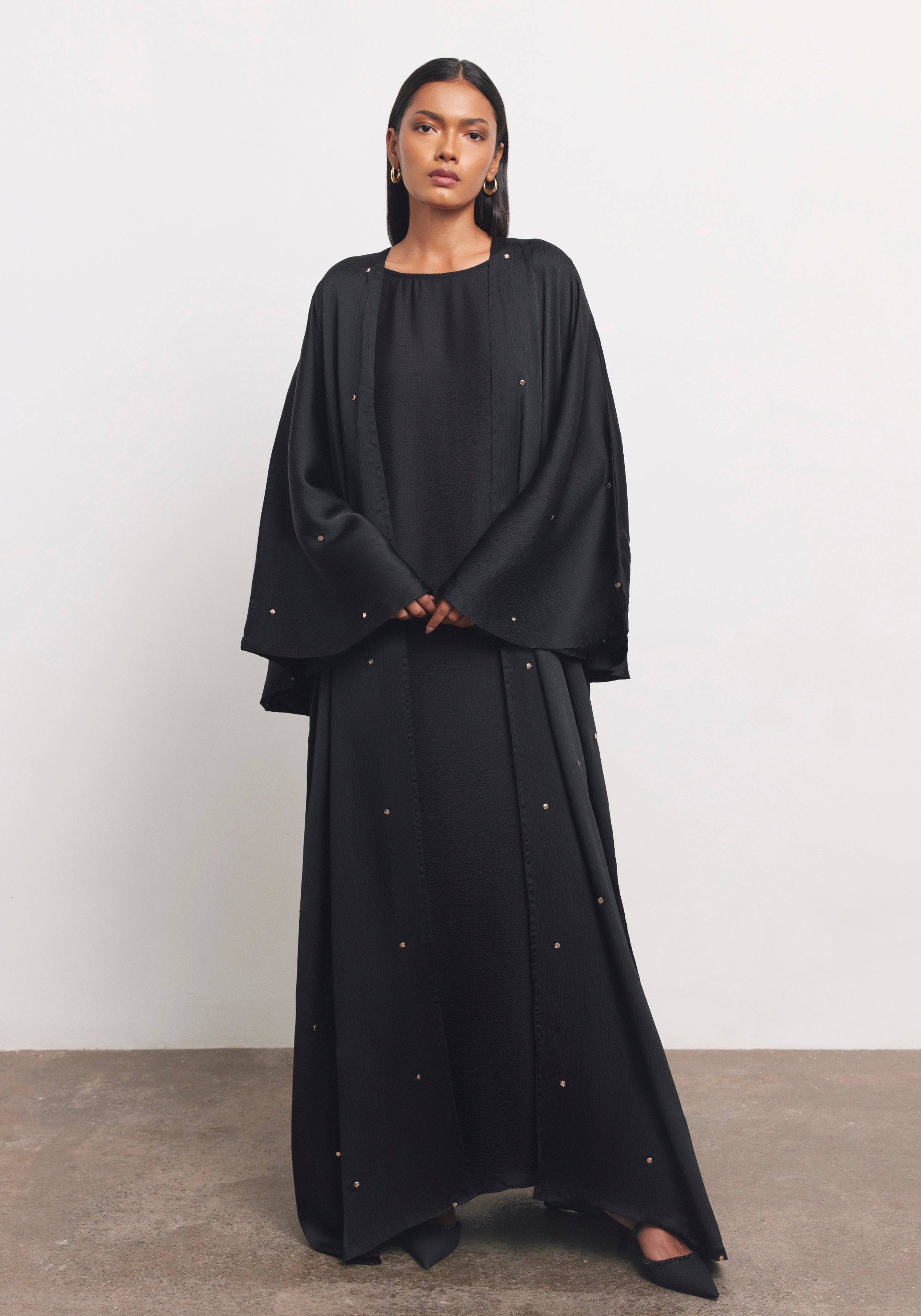 Black Abaya & Shayla in Dot Style