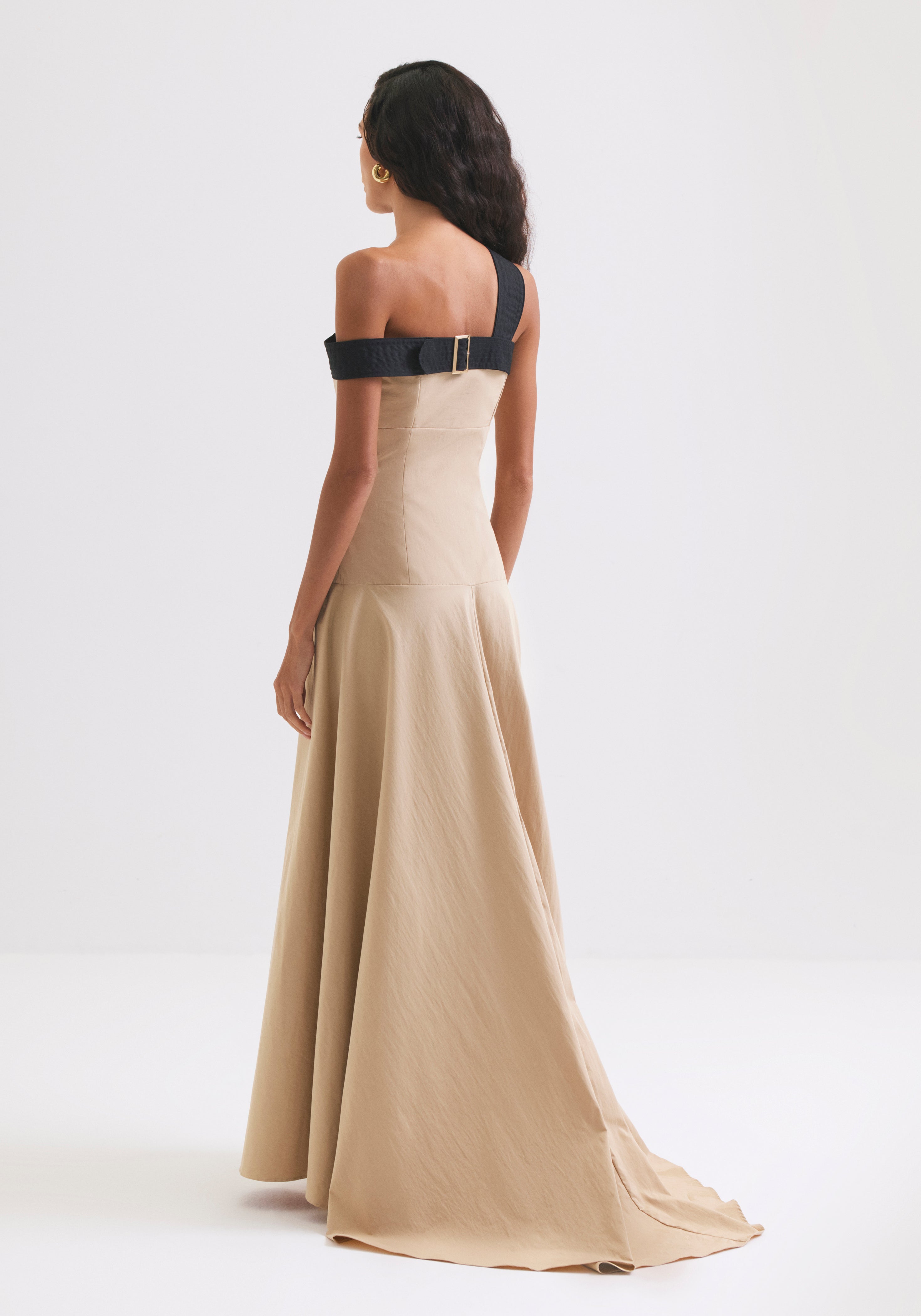 Off shoulder Beige Dress