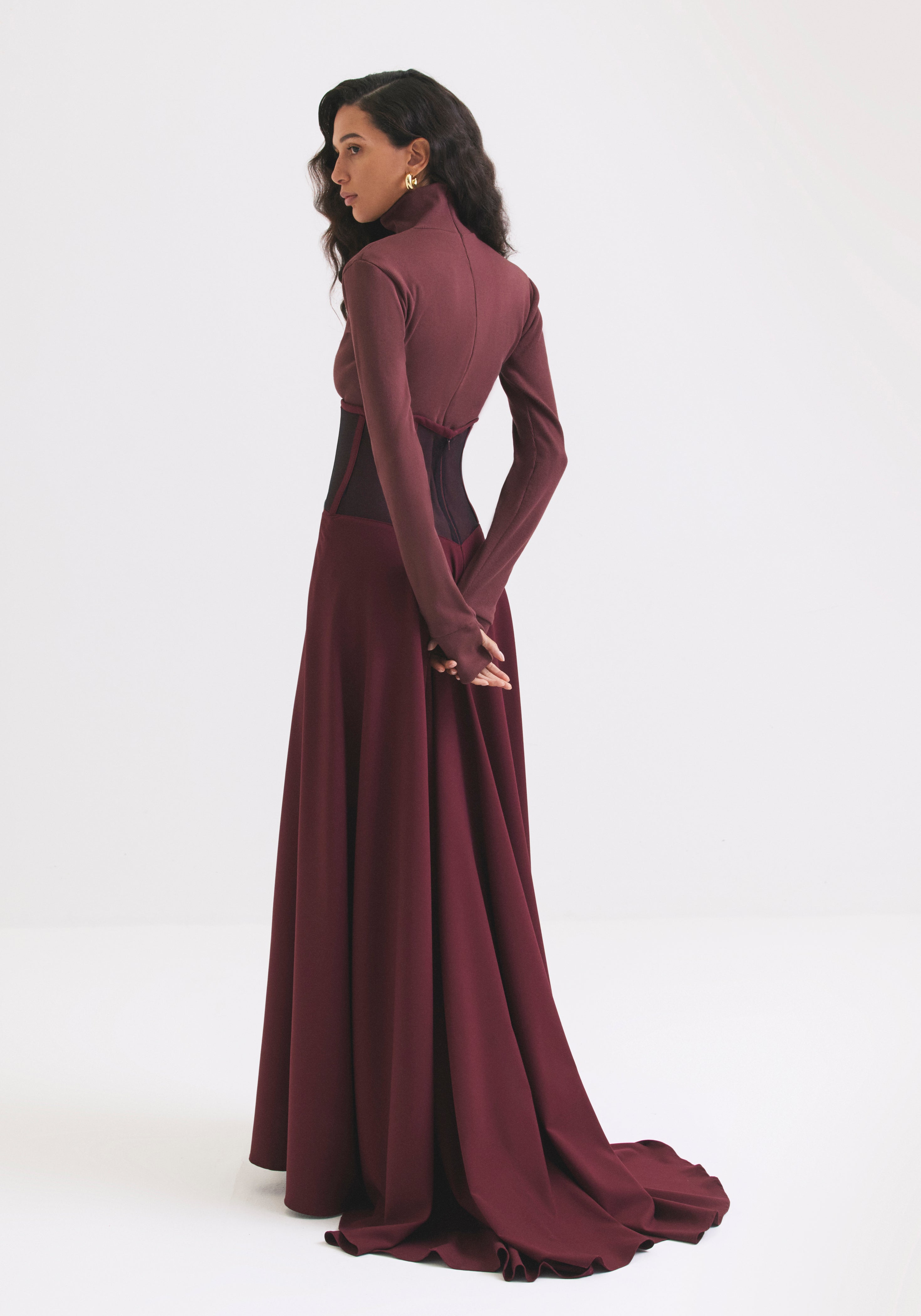 High Corset Maroon Skirt