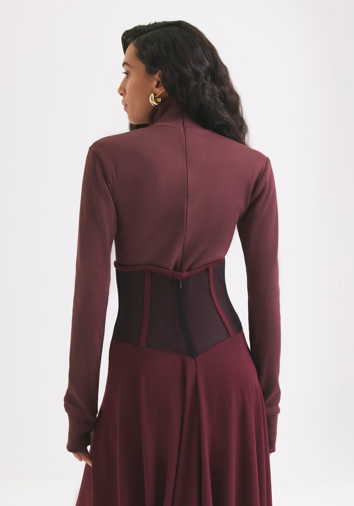 High Corset Maroon Skirt