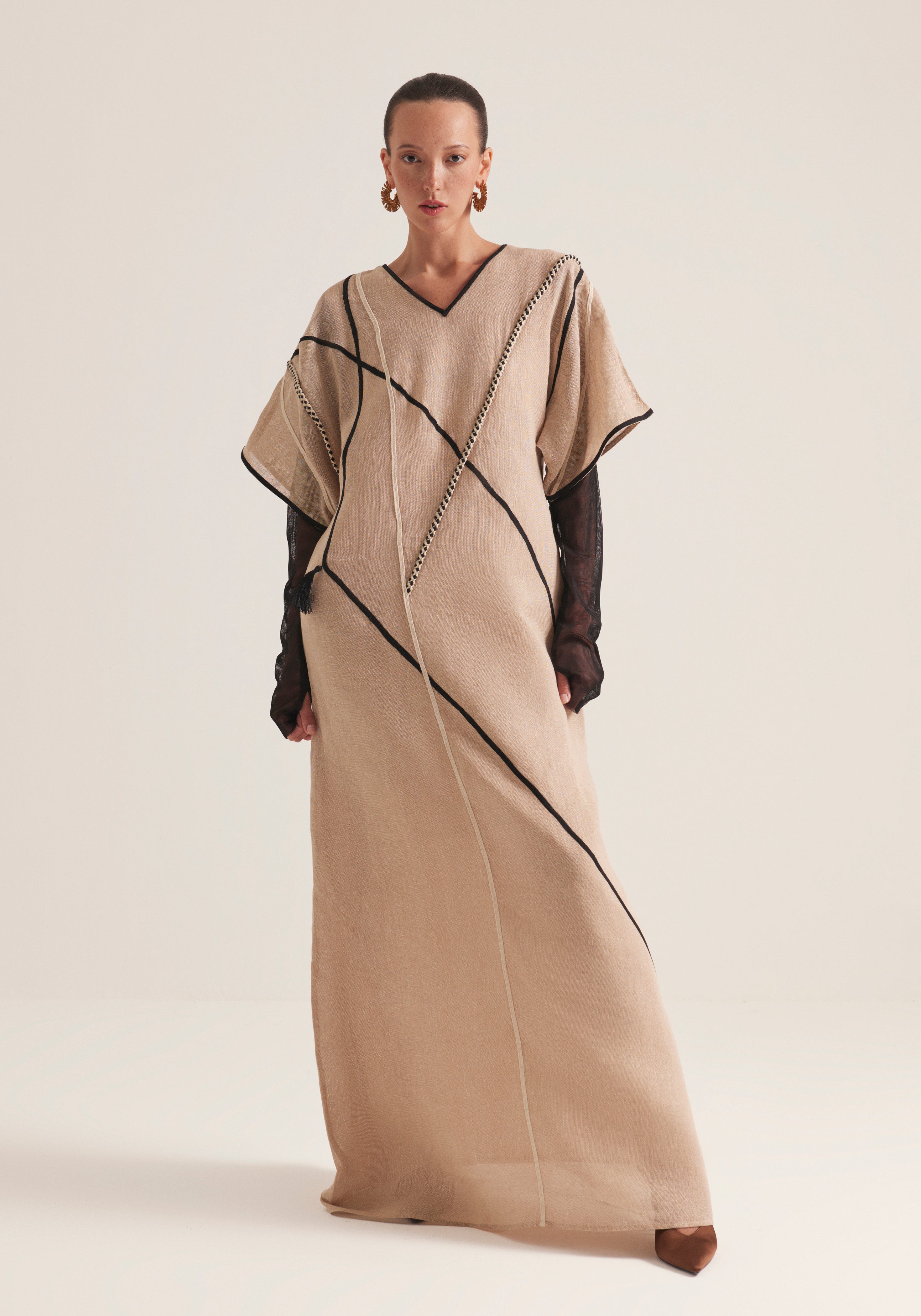 Oat Kaftan with graphic embroidery