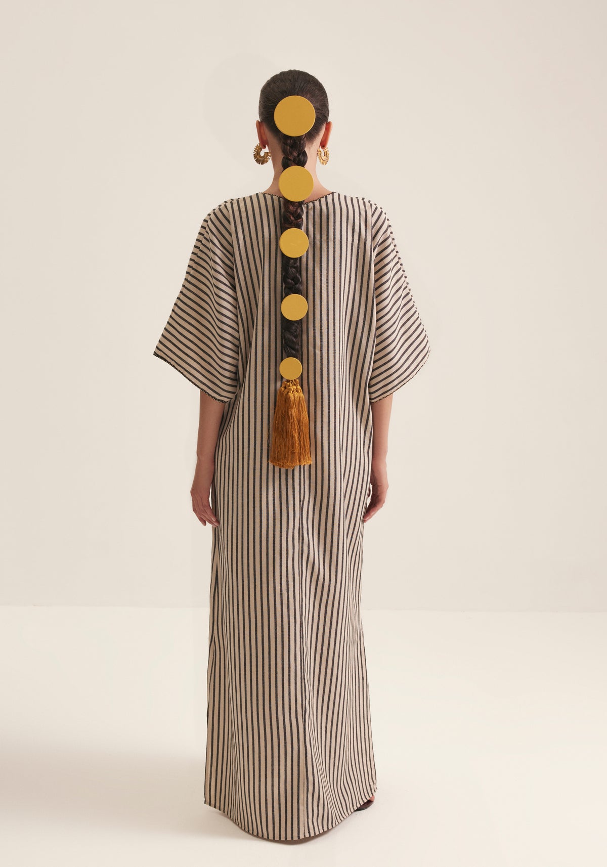 Black Stripes with gold buckle kaftan