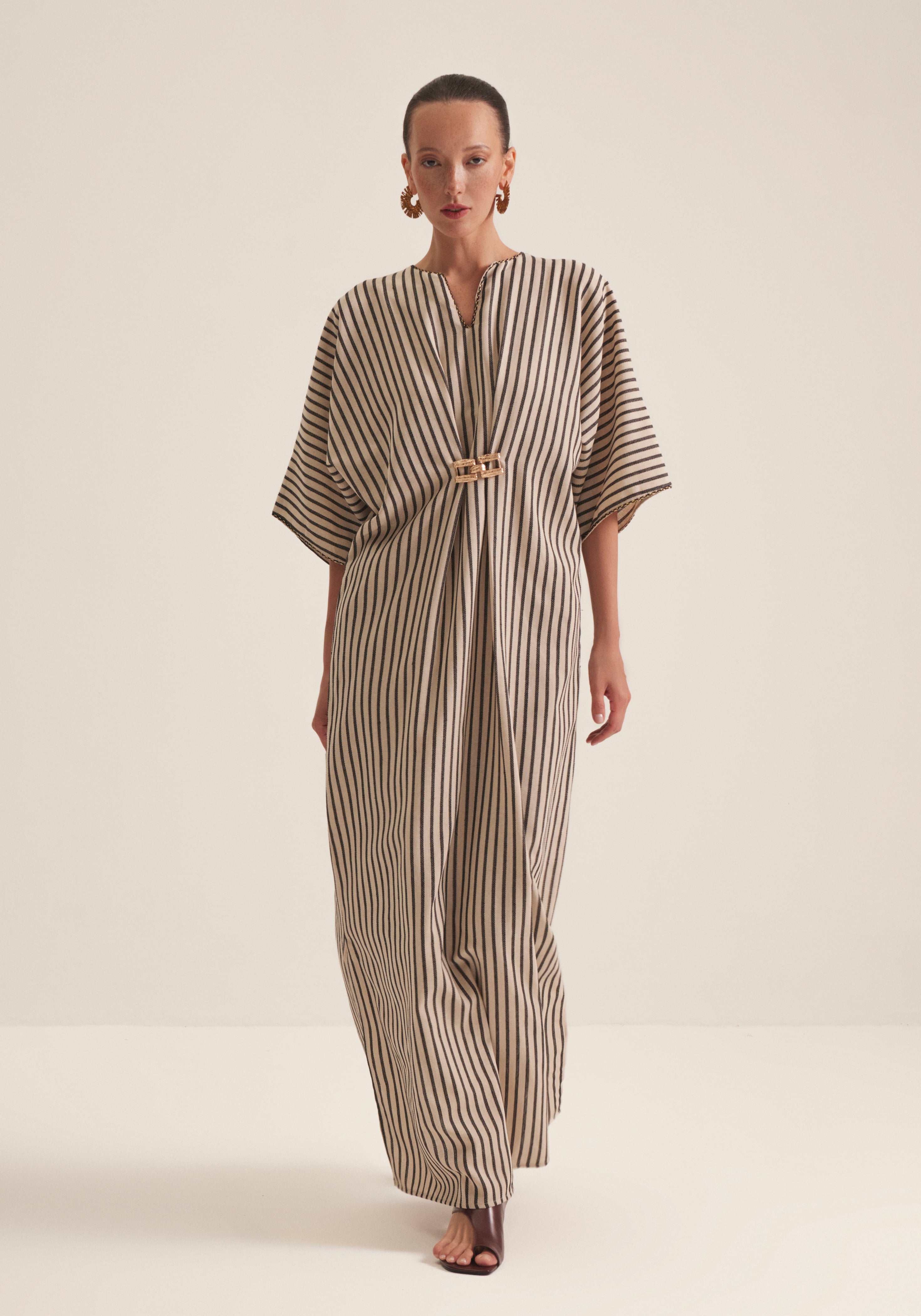 Black Stripes with gold buckle kaftan