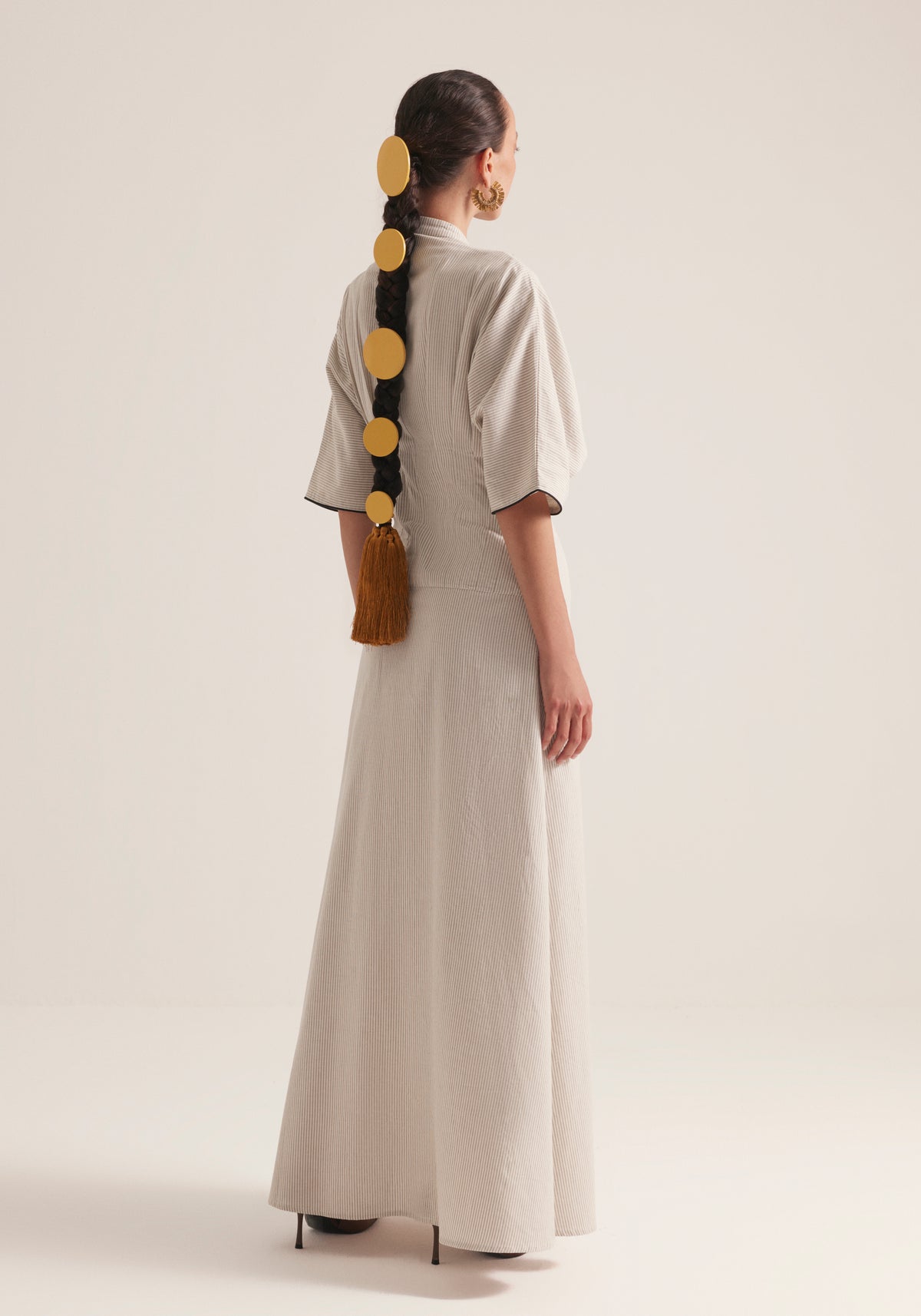 pinstriped waisted Kaftan with robes