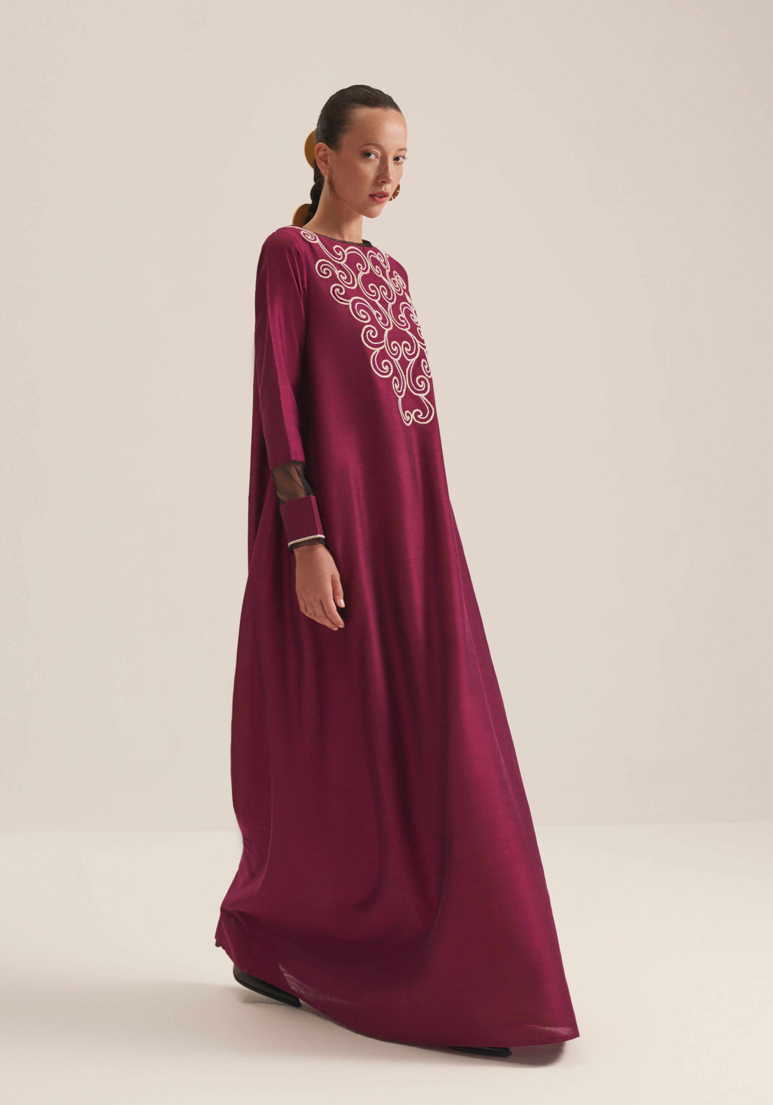 Cherry Kaftan with embroidery
