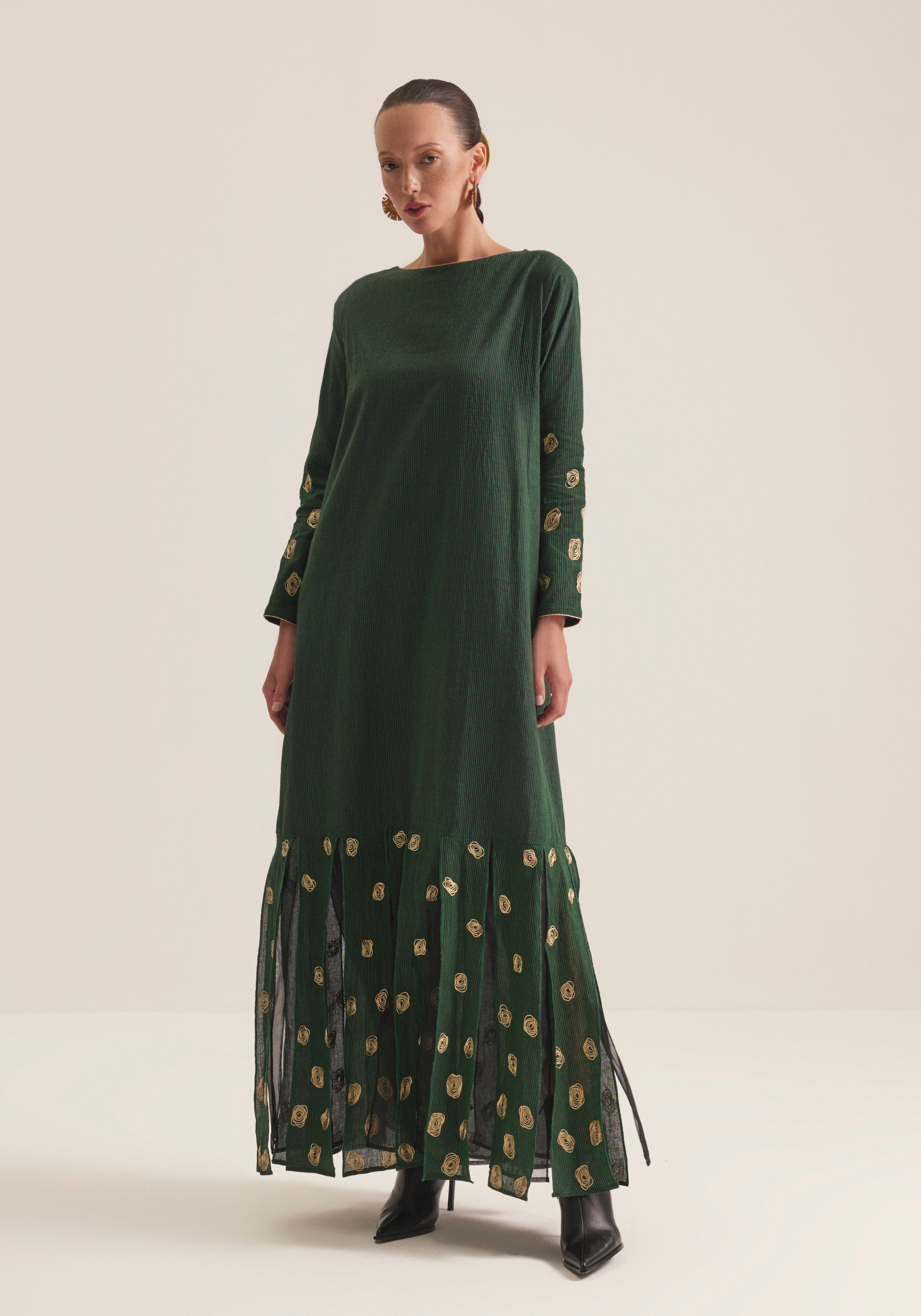 Green Kaftan with pleats