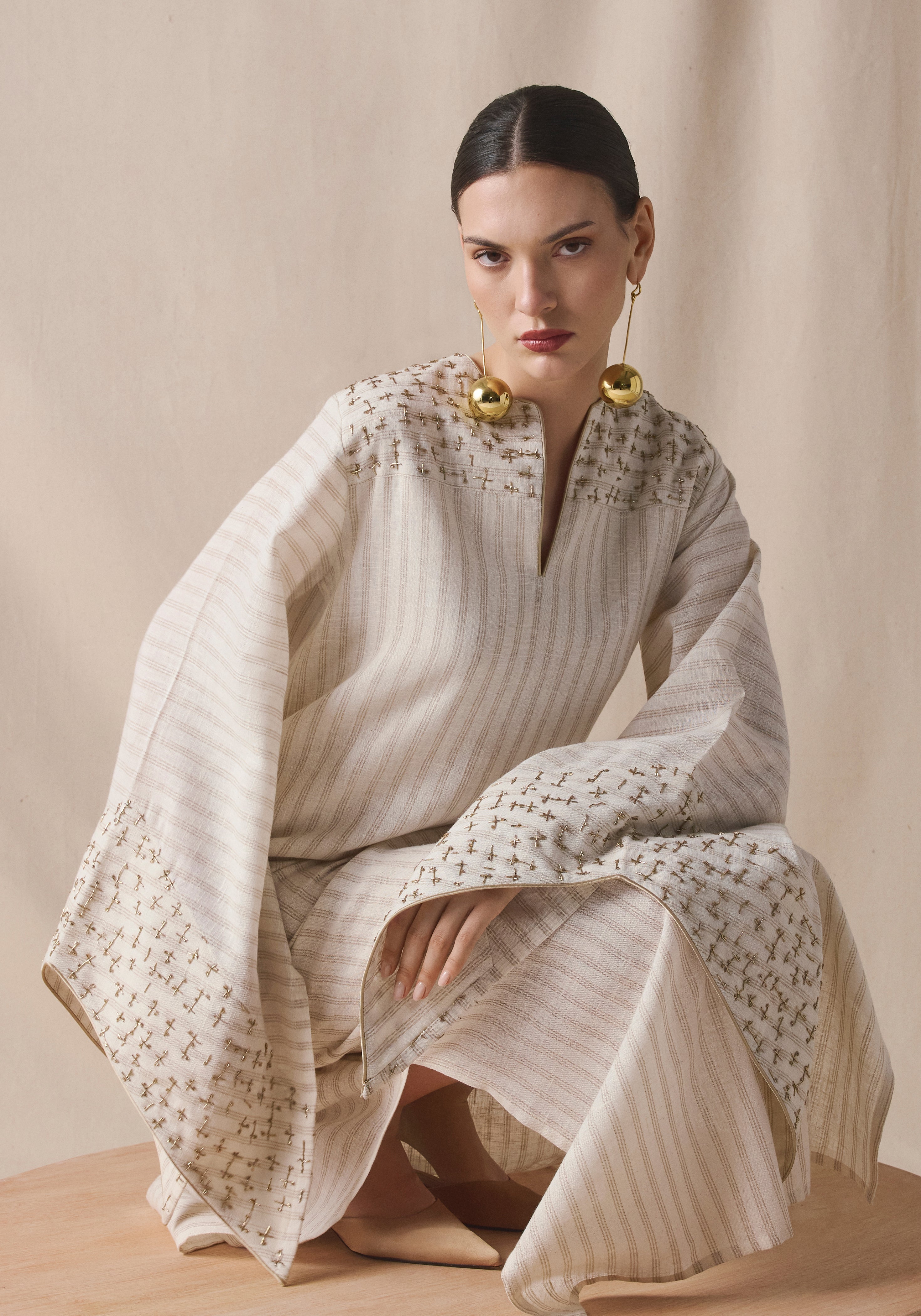 Striped linen Kaftan