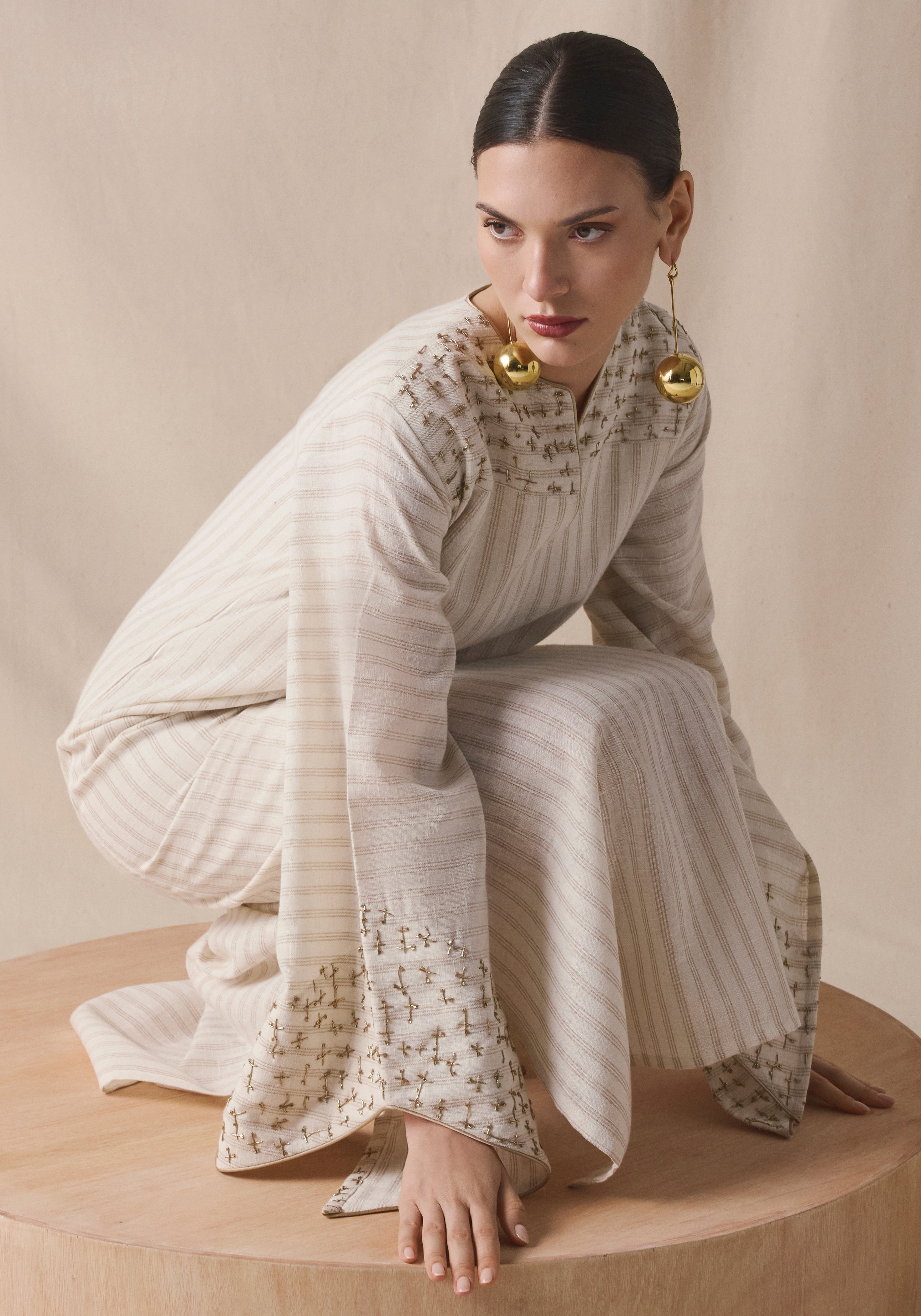 Striped linen Kaftan