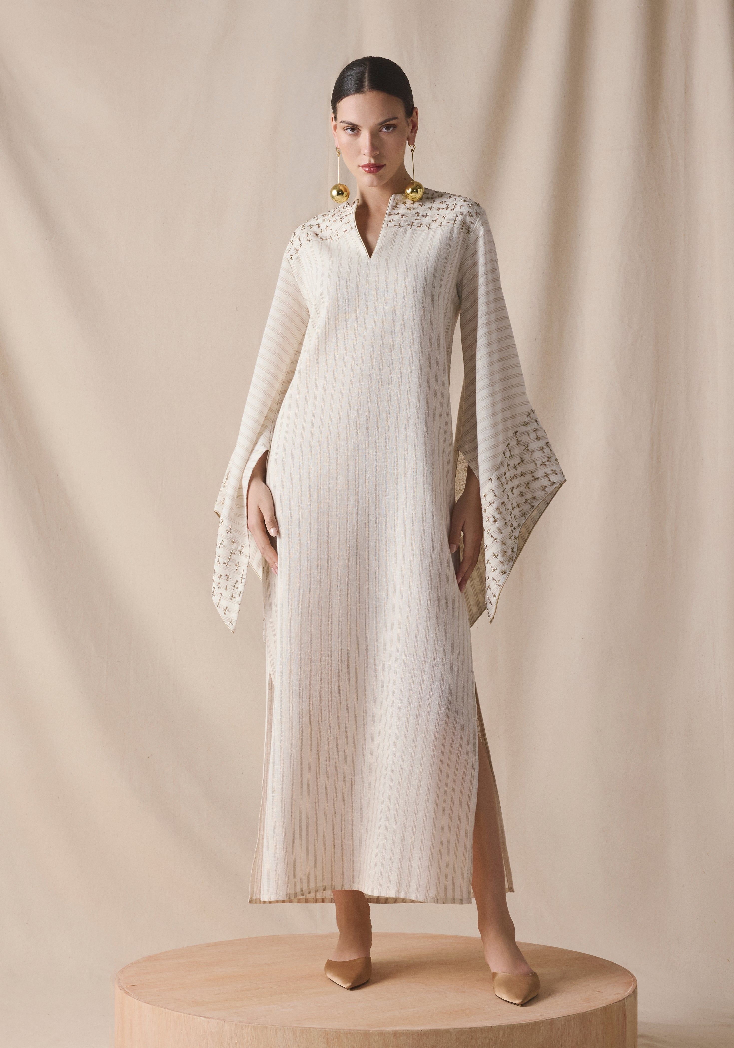 Striped linen Kaftan