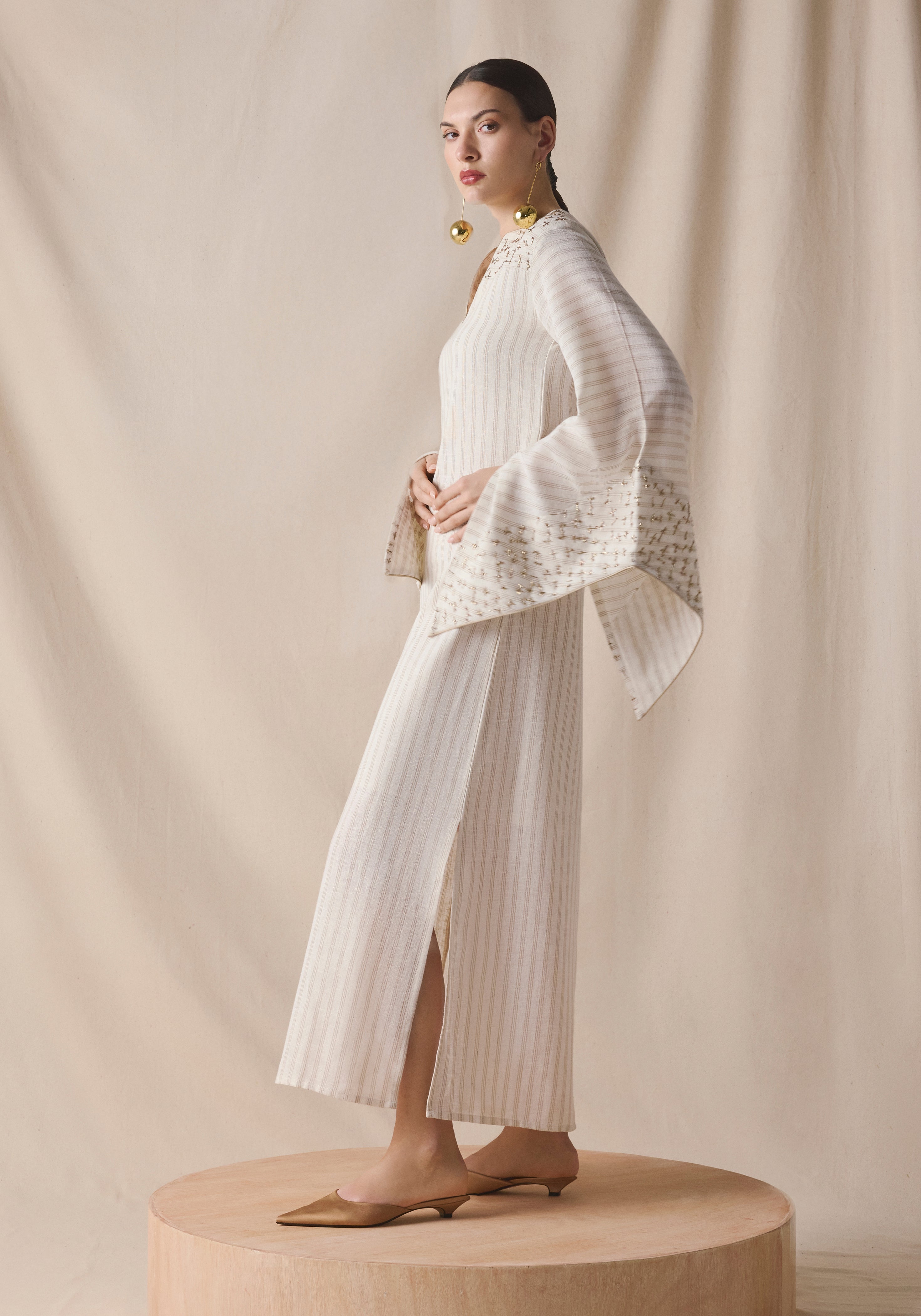 Striped linen Kaftan