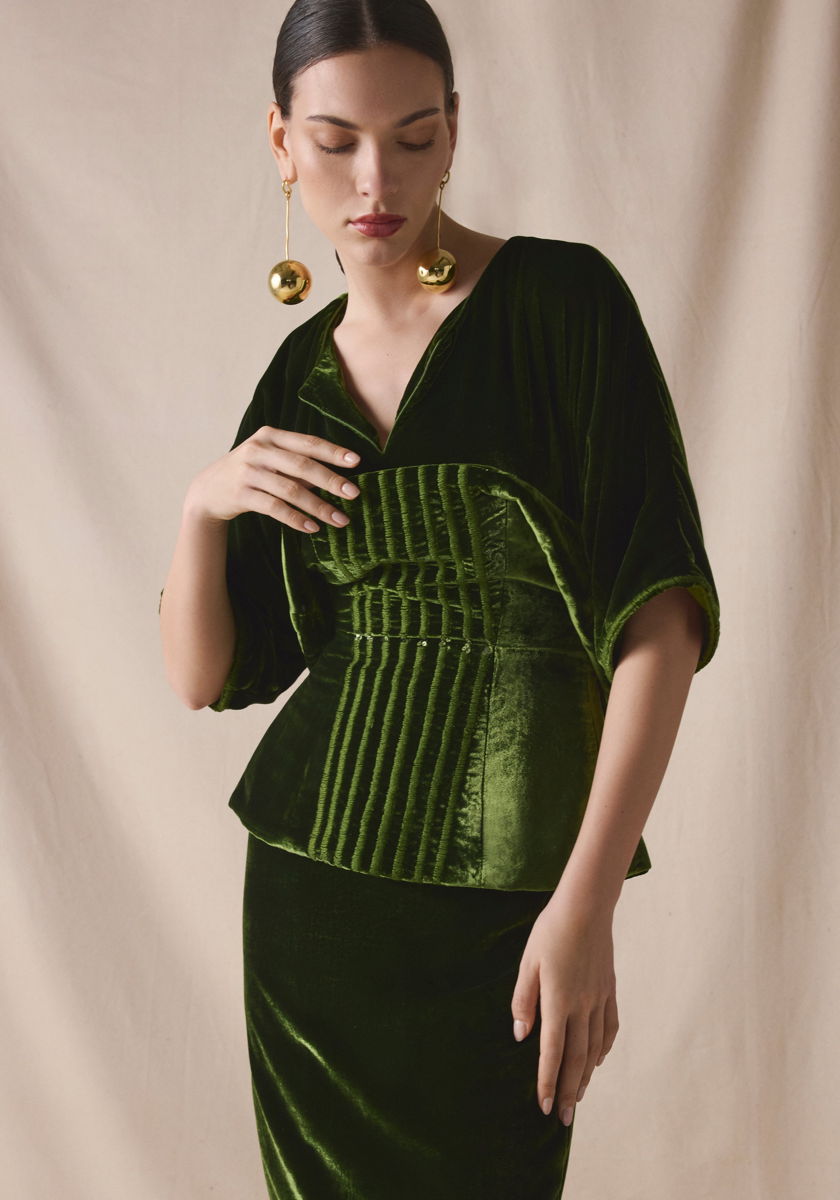 Olive green Corset Kaftan