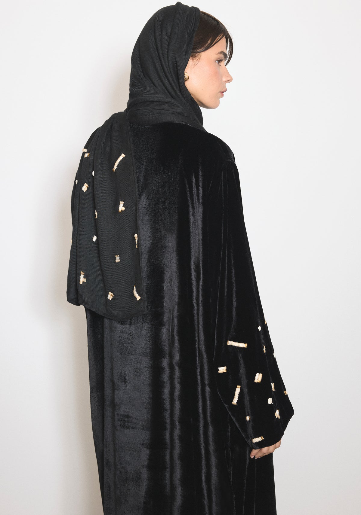 Velvet Black Scarf Abaya & Shayla