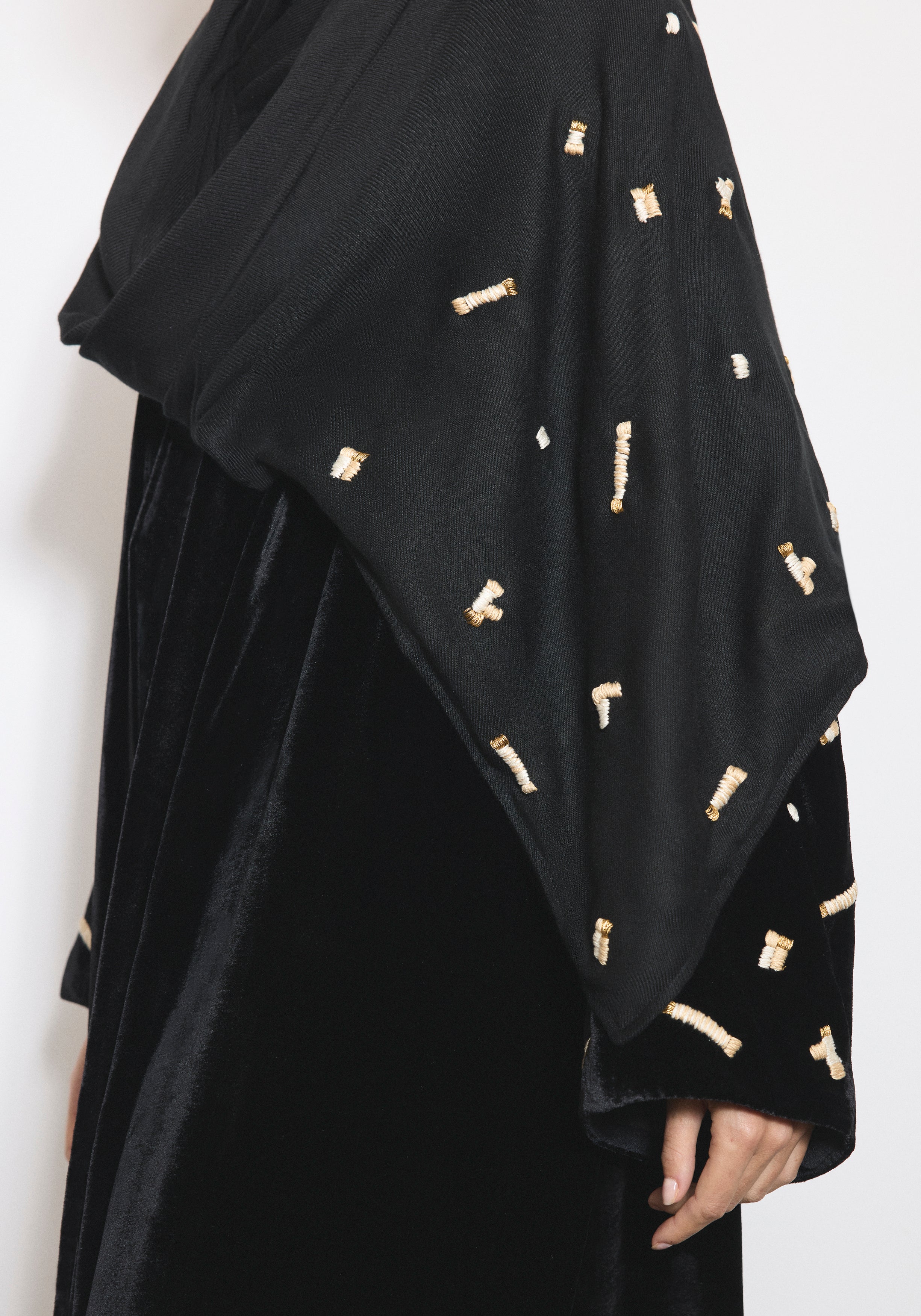 Velvet Black Scarf Abaya & Shayla