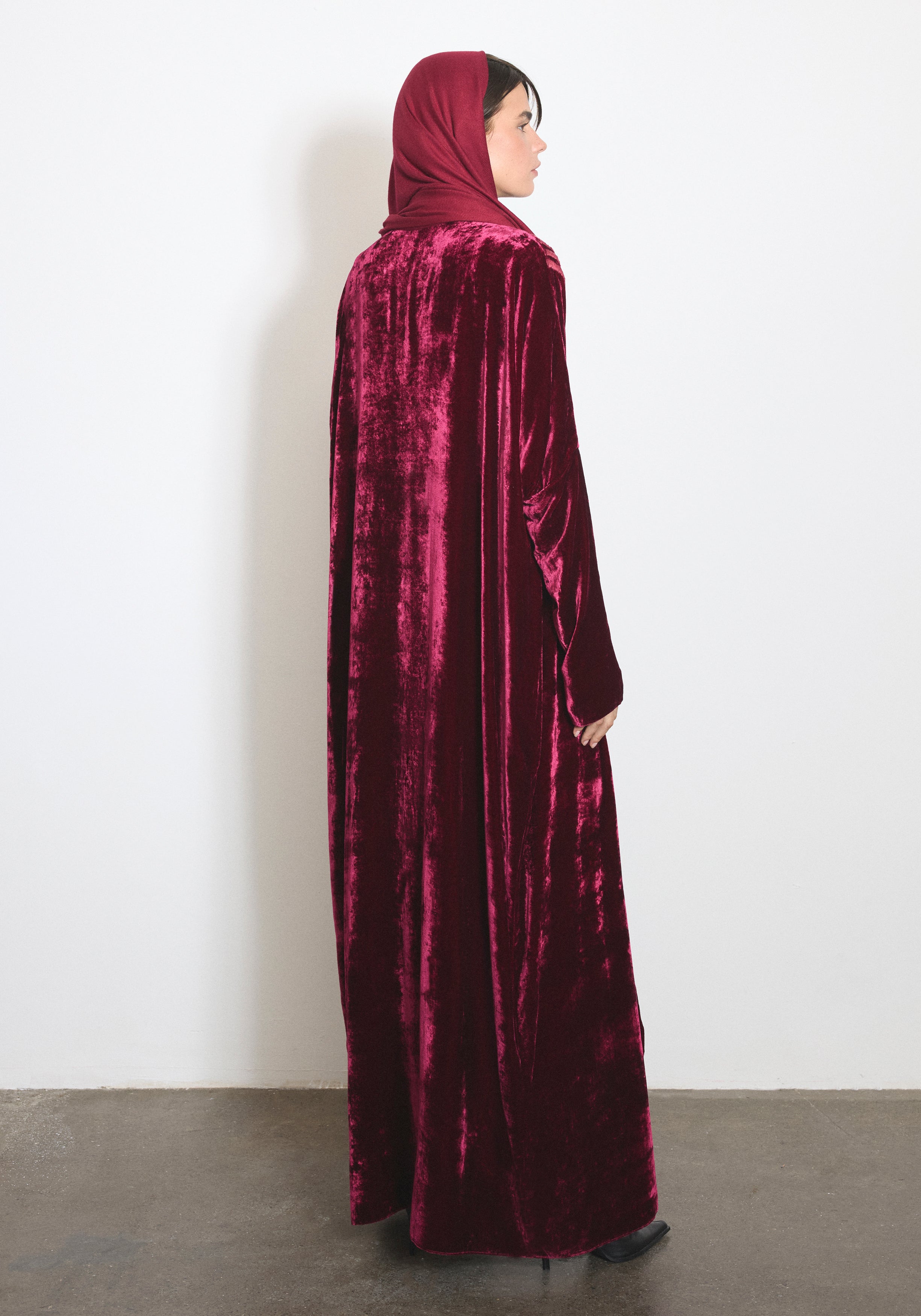 Velvet Red Abaya & Shayla