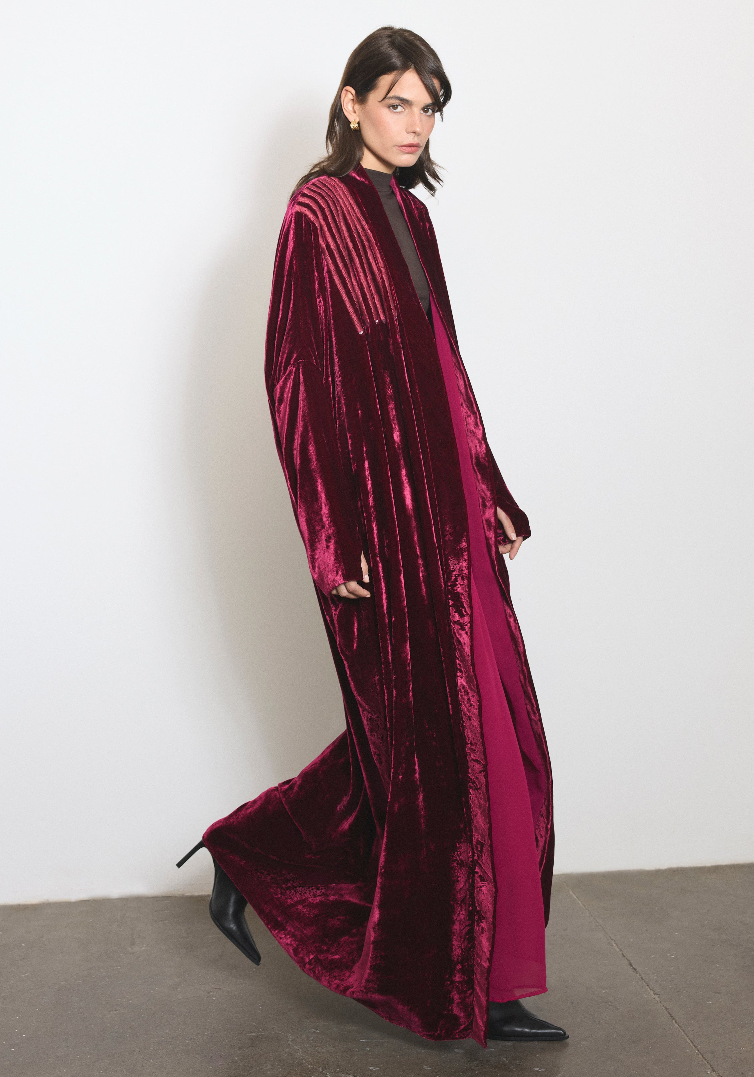 Velvet Red Abaya & Shayla