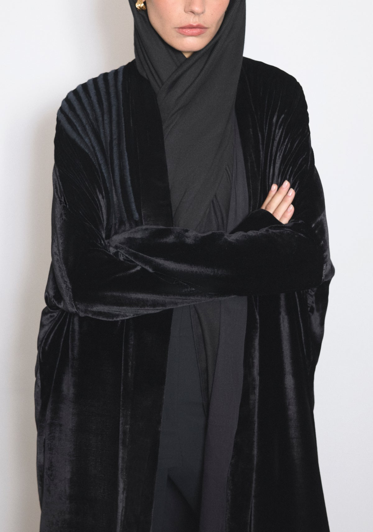 Velvet Black Abaya & Shayla