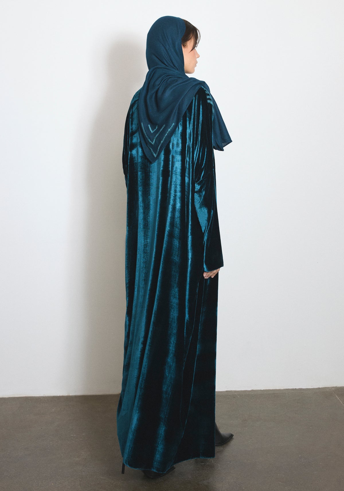 Velvet Teal Blue Abaya & Shayla