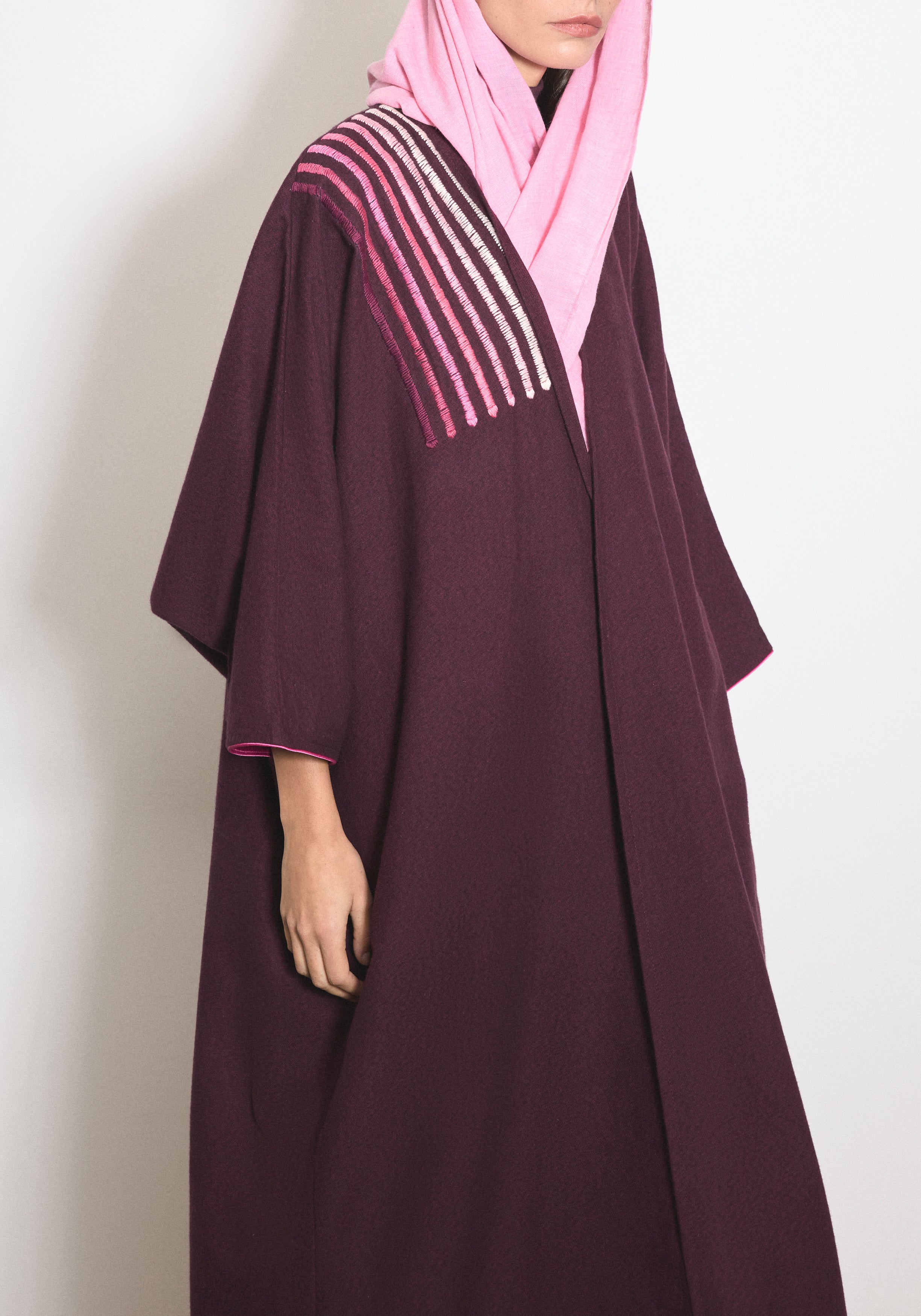 Wool Burgundy Abaya & Shayla