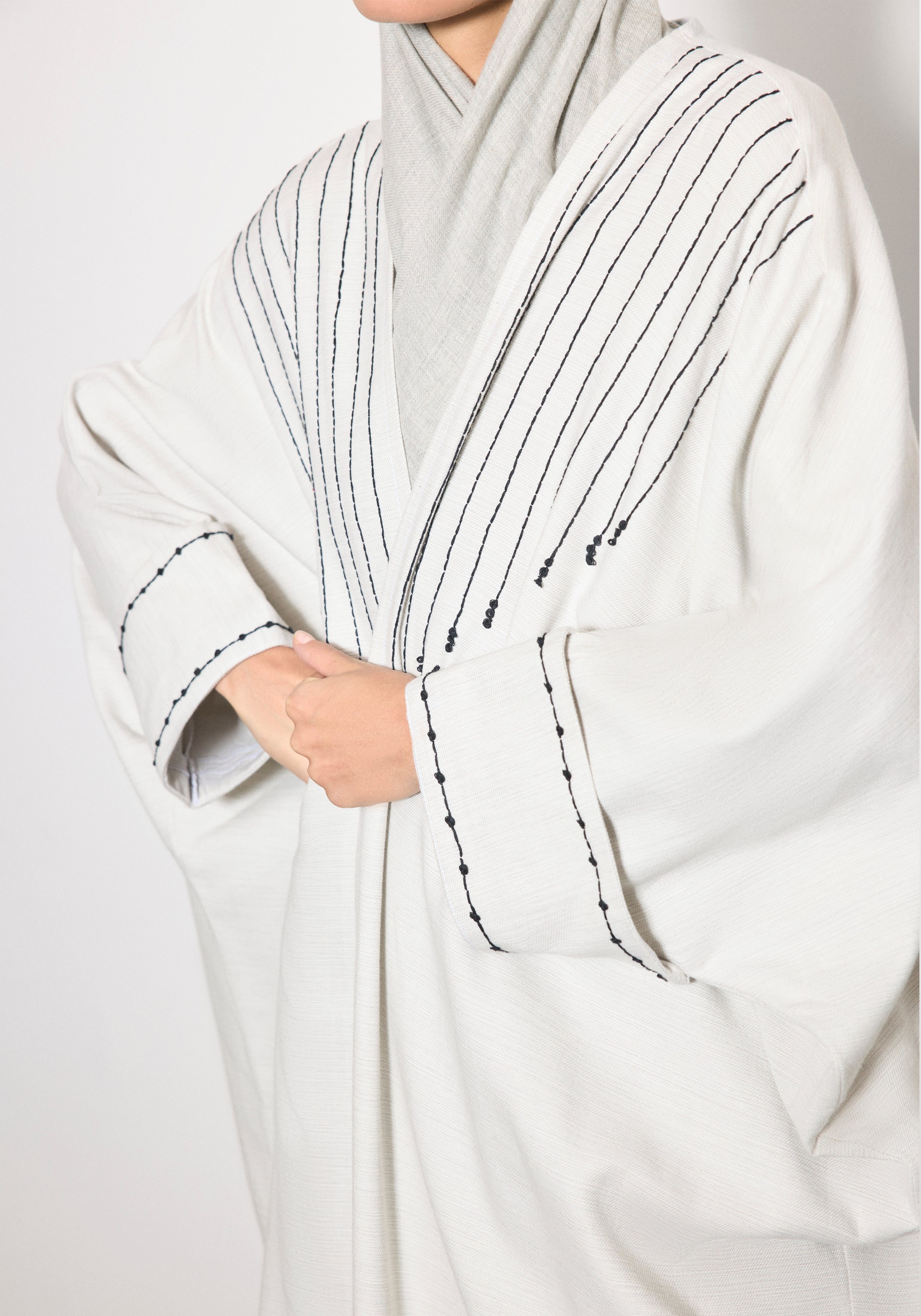 Wool Pearl Gray Abaya & Shayla