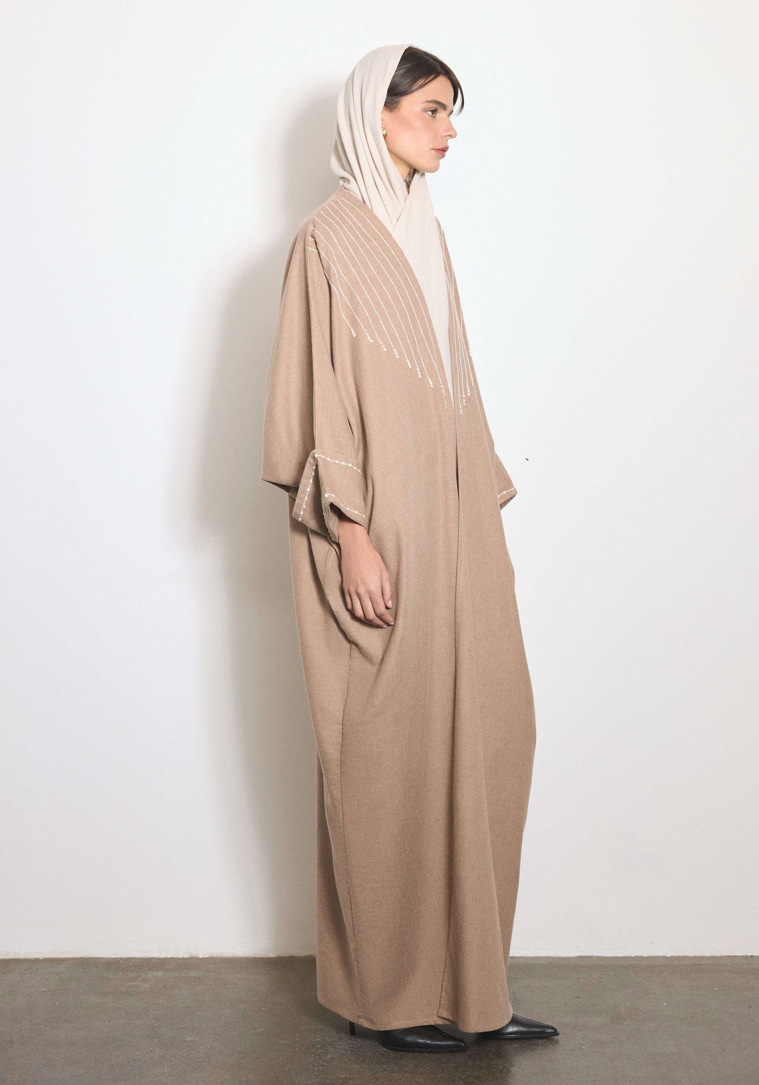 Wool Beige Abaya & Shayla