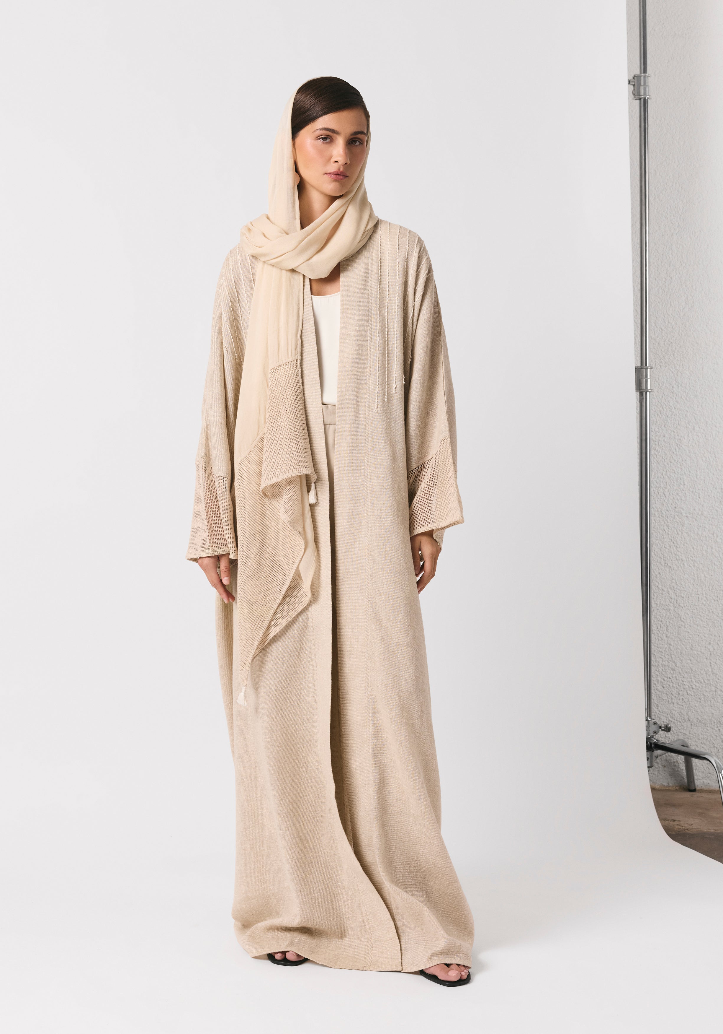 Oat linen Abaya & Shayla