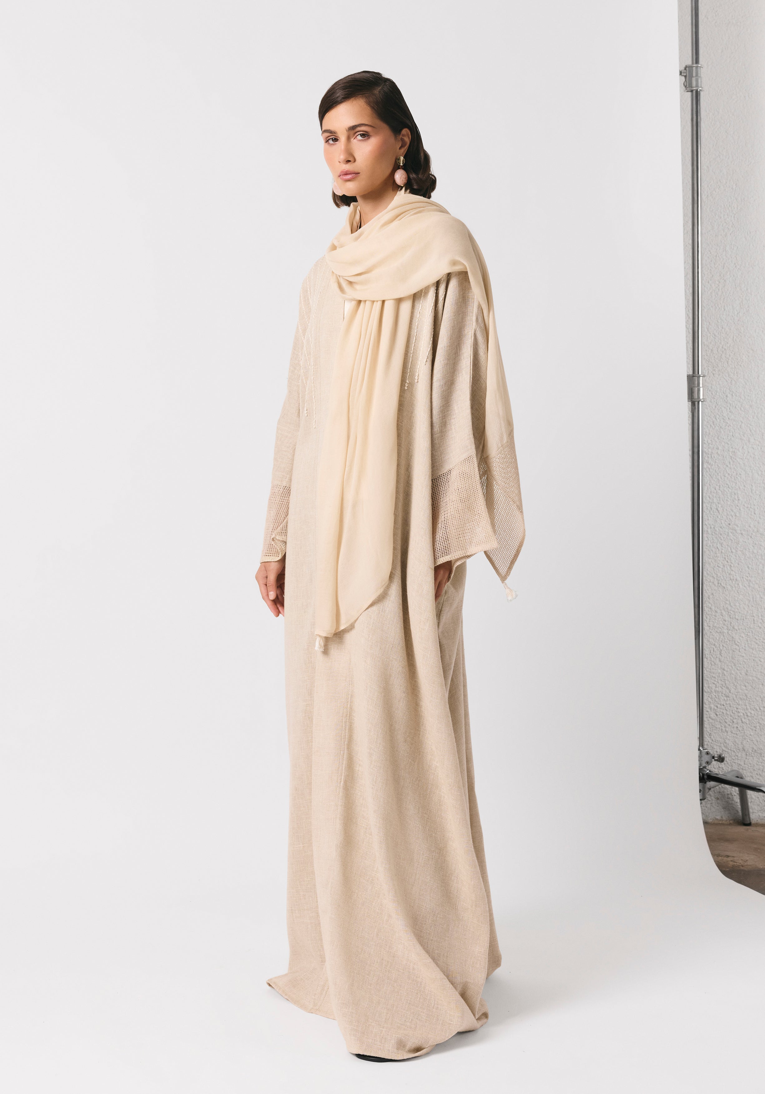 Oat linen Abaya & Shayla