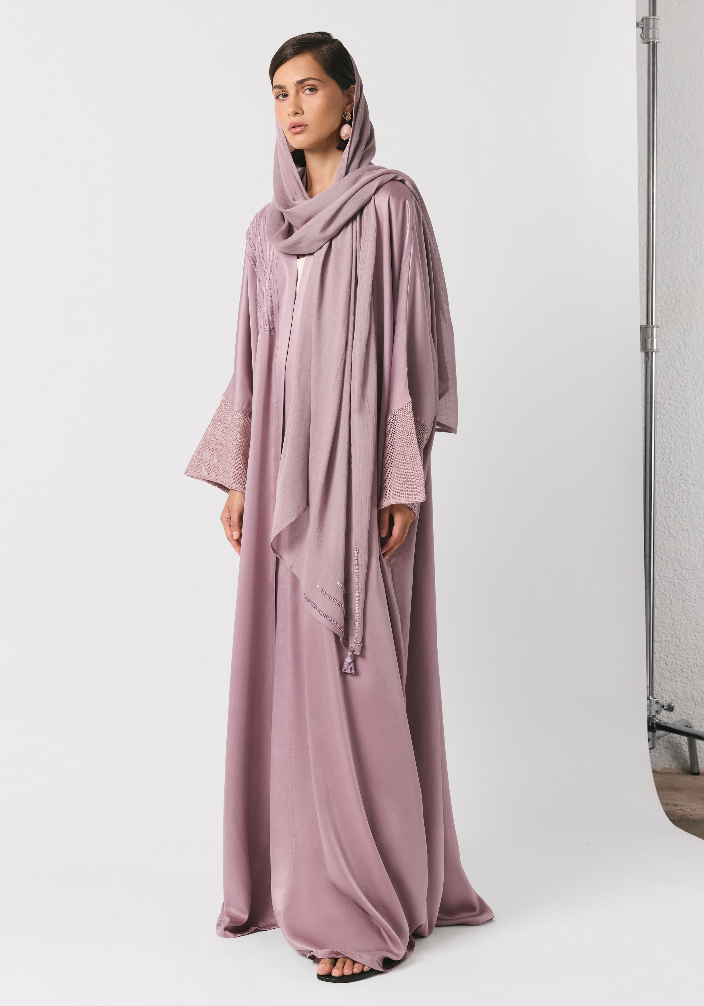 Sunset Purple Silk Abaya & Shayla