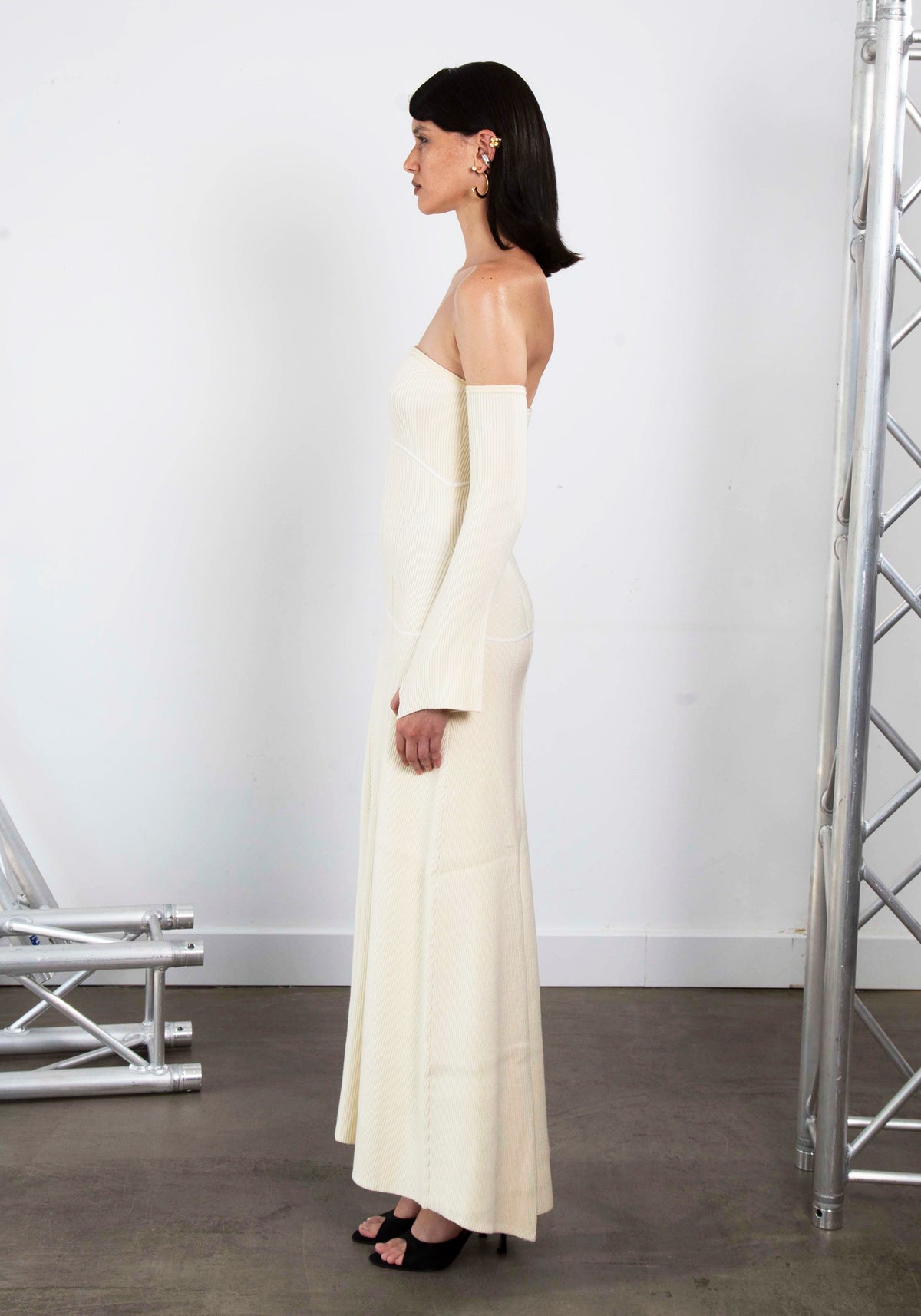 Ivory Knit Strapless Dress