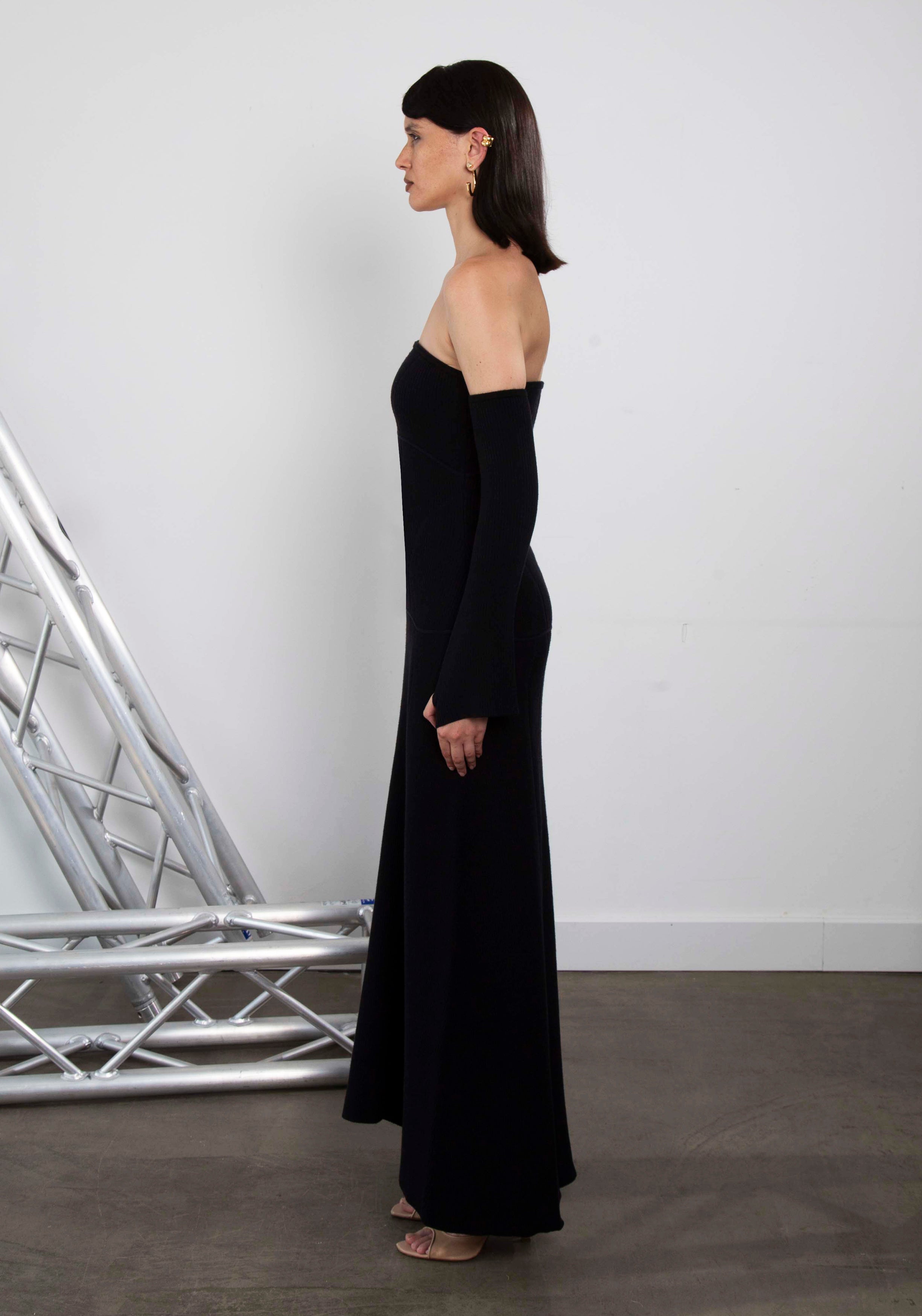 Black Knit Strapless Dress